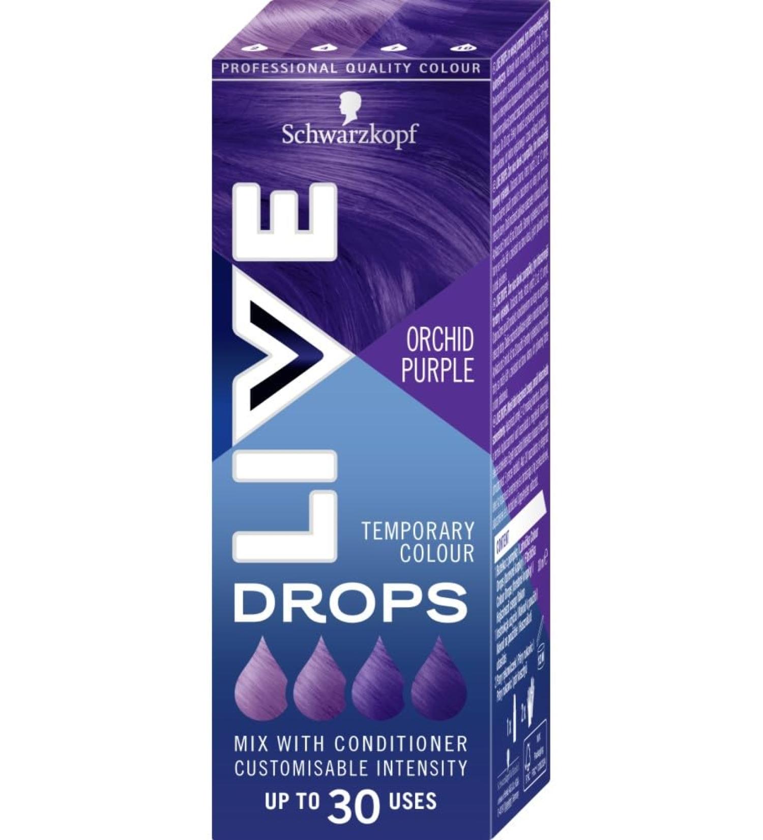 handle Schwarzkopf LIVE Drops Orchid Purple Temporary Color Pack of 1 Up to 30 uses 30 ml - Buy Online on GoSupps.com