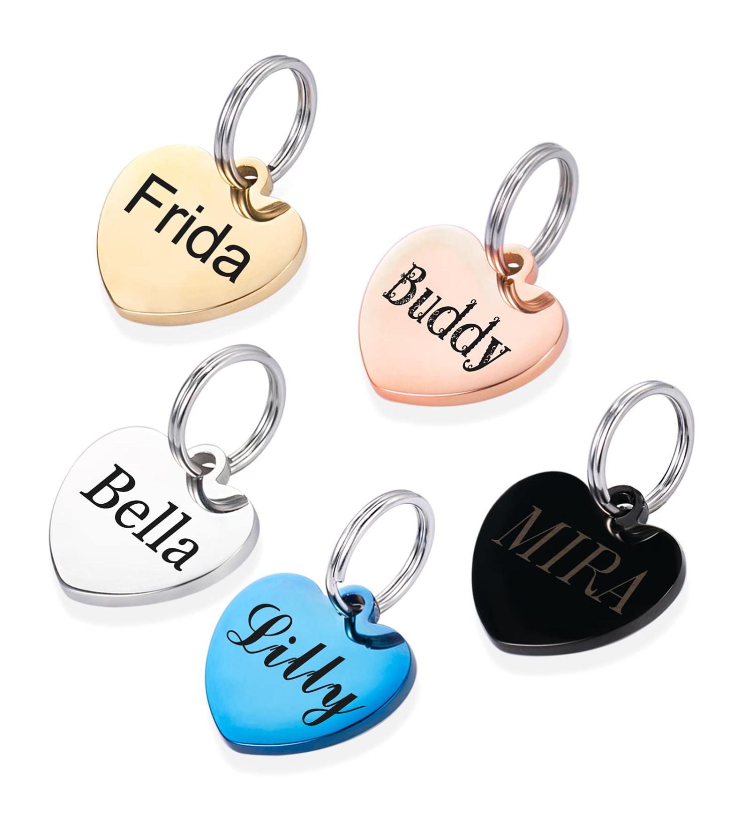 Personalized Heart Pendant for Dogs & Cats - Engraved Name Tag Badge - Unique Pet Gifts in Rose Gold - Perfect Pet ID for All Collars - Buy Online on GoSupps.com