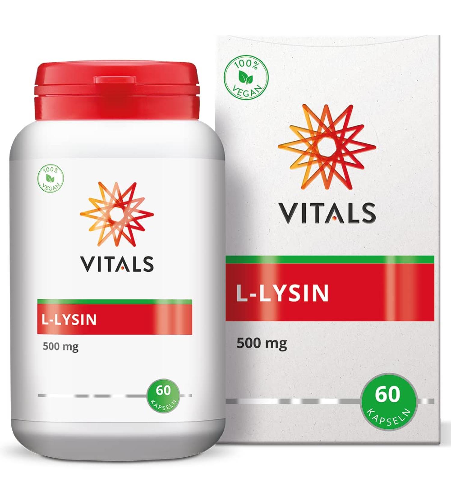Buy Vitals L-Lysine 500mg - 100% Vegan Essential Amino Acid Capsules - 60 Count for Optimal Health - Buy Online on GoSupps.com