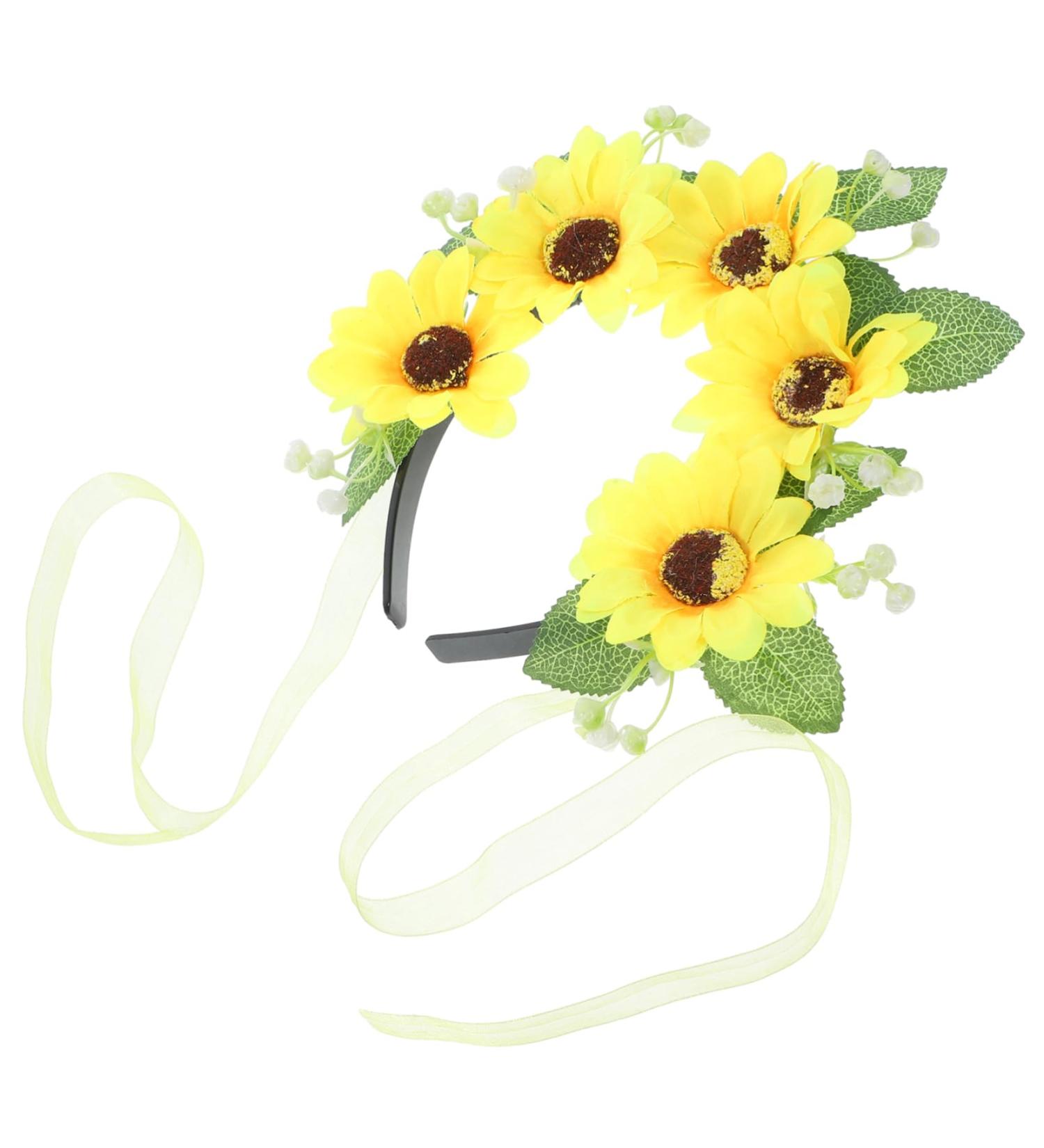HONMEET Garland Headband Boho Decor Flower Headband 70s Flower Crown 70s Headband Decorative Headband Bohemian Headband Sunflower Hair Accessories Sunflower Crown Flower Crown Women Fabric - Buy Online on GoSupps.com