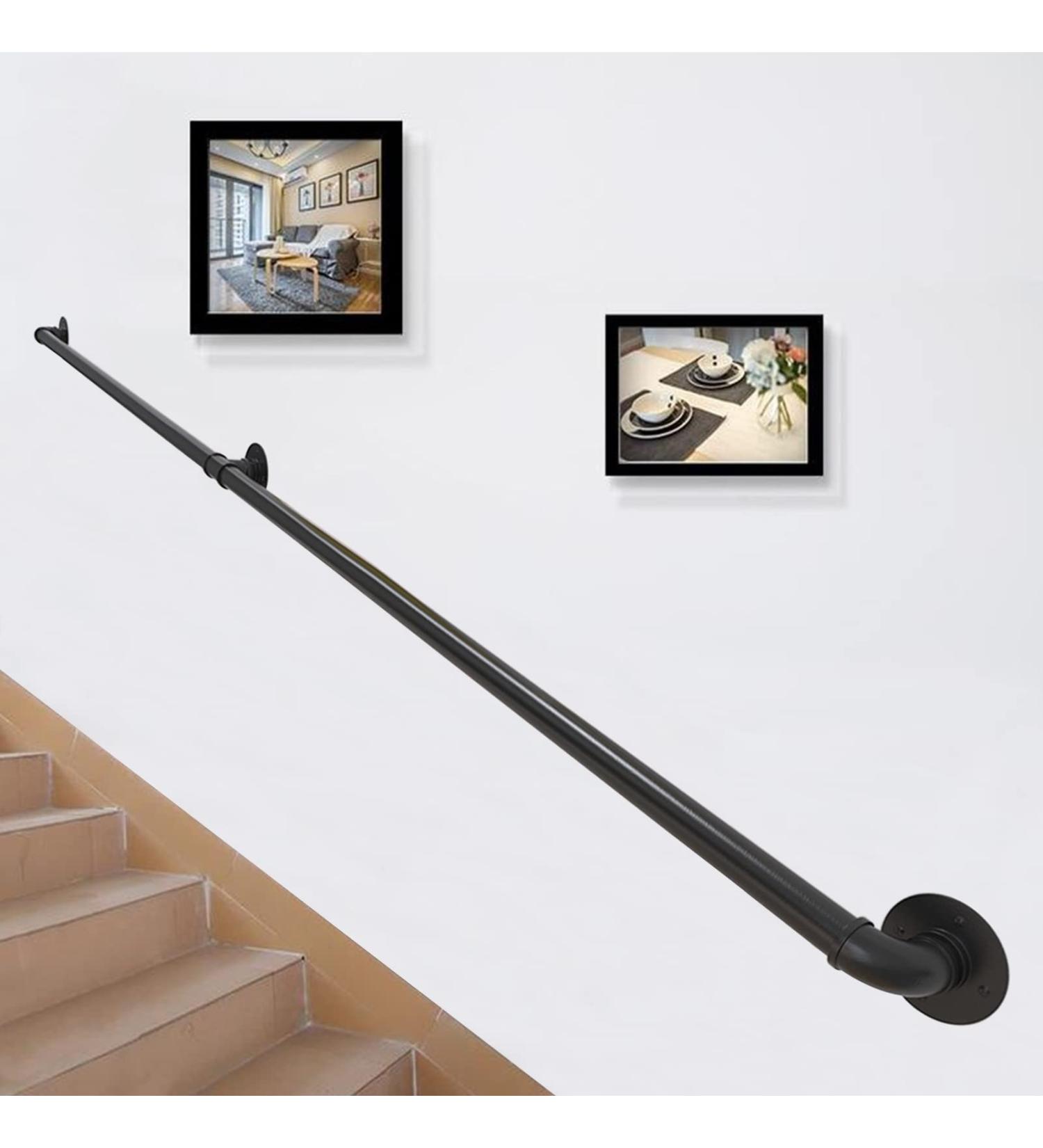 Handrail 1ft -20ft Banister Stairs Indoor Outdoor Steps Railing Staircases Railings Handrails for Disabled Elderly Kids Black Metal Wrought Iron Safety Support Rod (Size : 6ft/180 - Buy Online on GoSupps.com