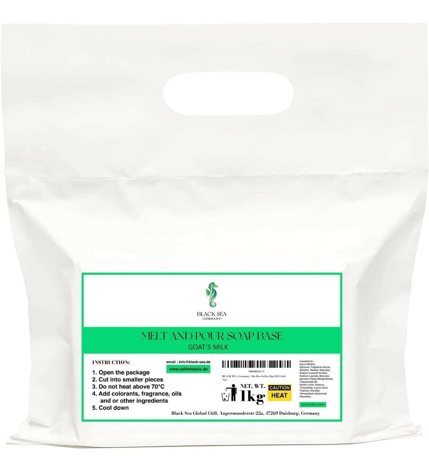 Buy BLACK SEA German Soap Making Base - SLS Free 100% Vegan 1kg Goat s Milk | International Shipping Available - Buy Online on GoSupps.com