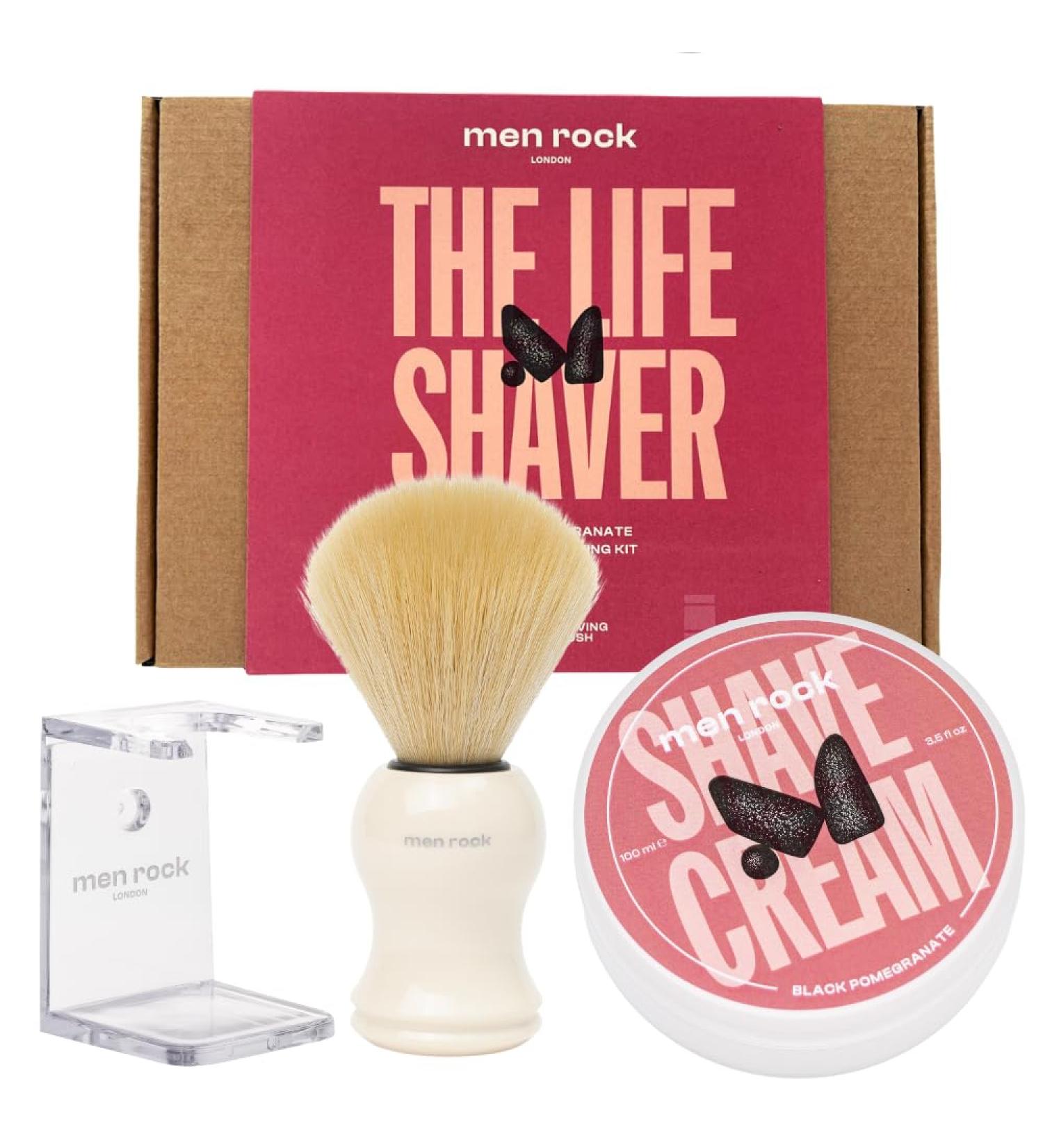 Men Rock the Life Shaver Set | Black Pomegranate Essential Razor Shaving Cream Brush & Holder - Premium Grooming for Men - Buy Online on GoSupps.com