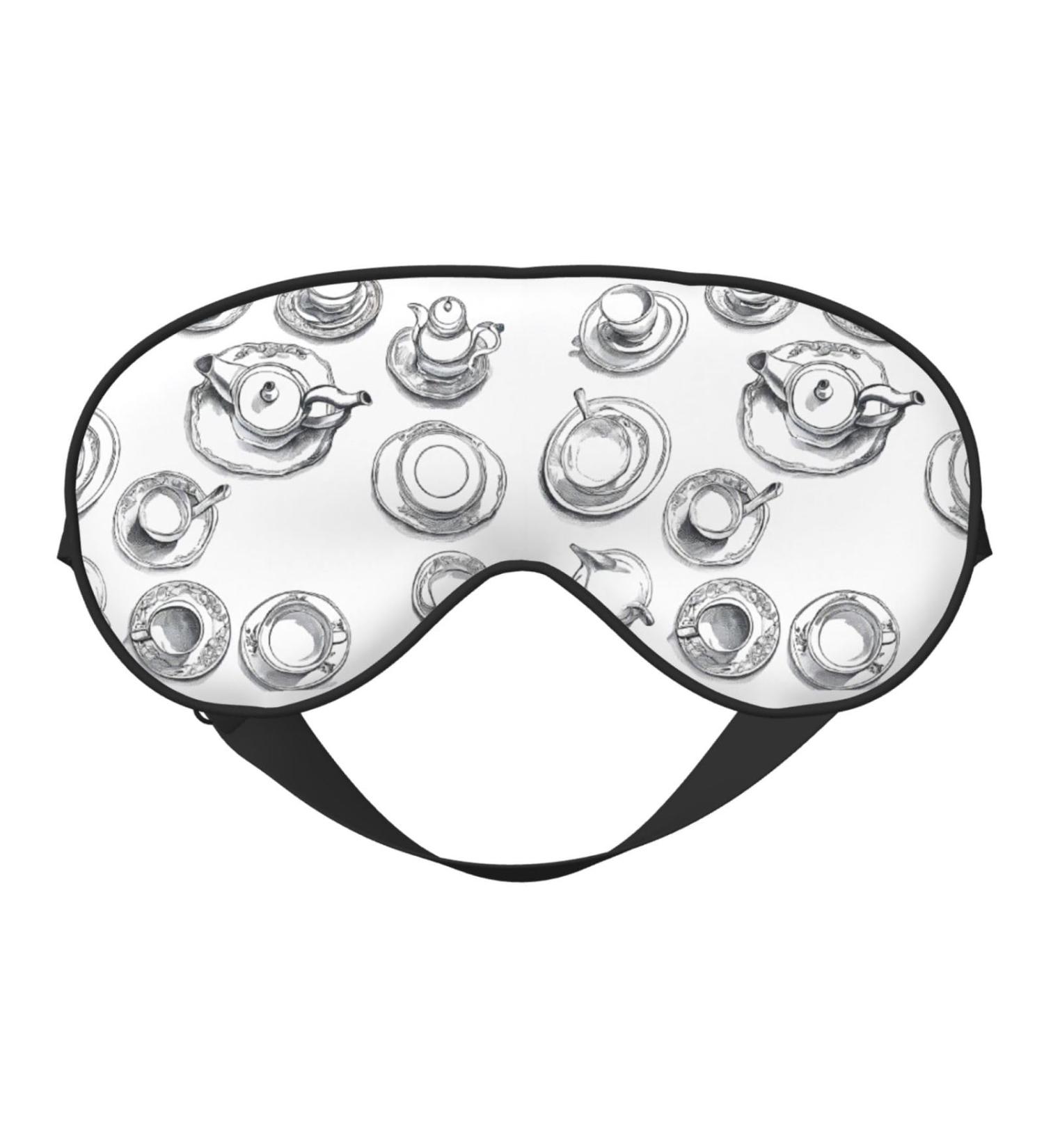 Sleep Mask Eye Cover for Men & Women - Reusable Blackout Masks for Better Sleep Travel & Camping - Unique Hand-Drawn Teapots & Cups Design - Buy Online on GoSupps.com