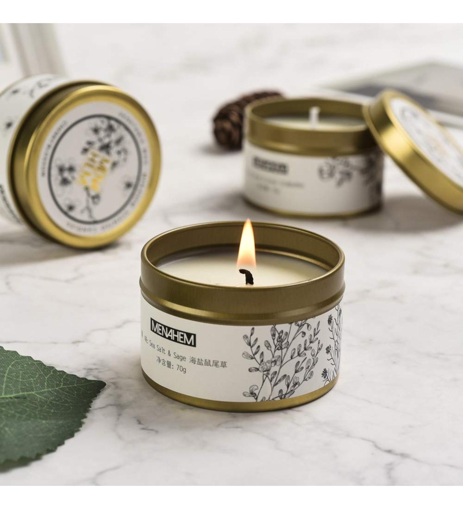 Natural Scented Ocean Perfume Candle - Handmade Soy Wax Aromatherapy Gift for Stress Relief & Meditation | Portable Travel Tin - 15 Hours Burn Time (Gold - Buy Online on GoSupps.com