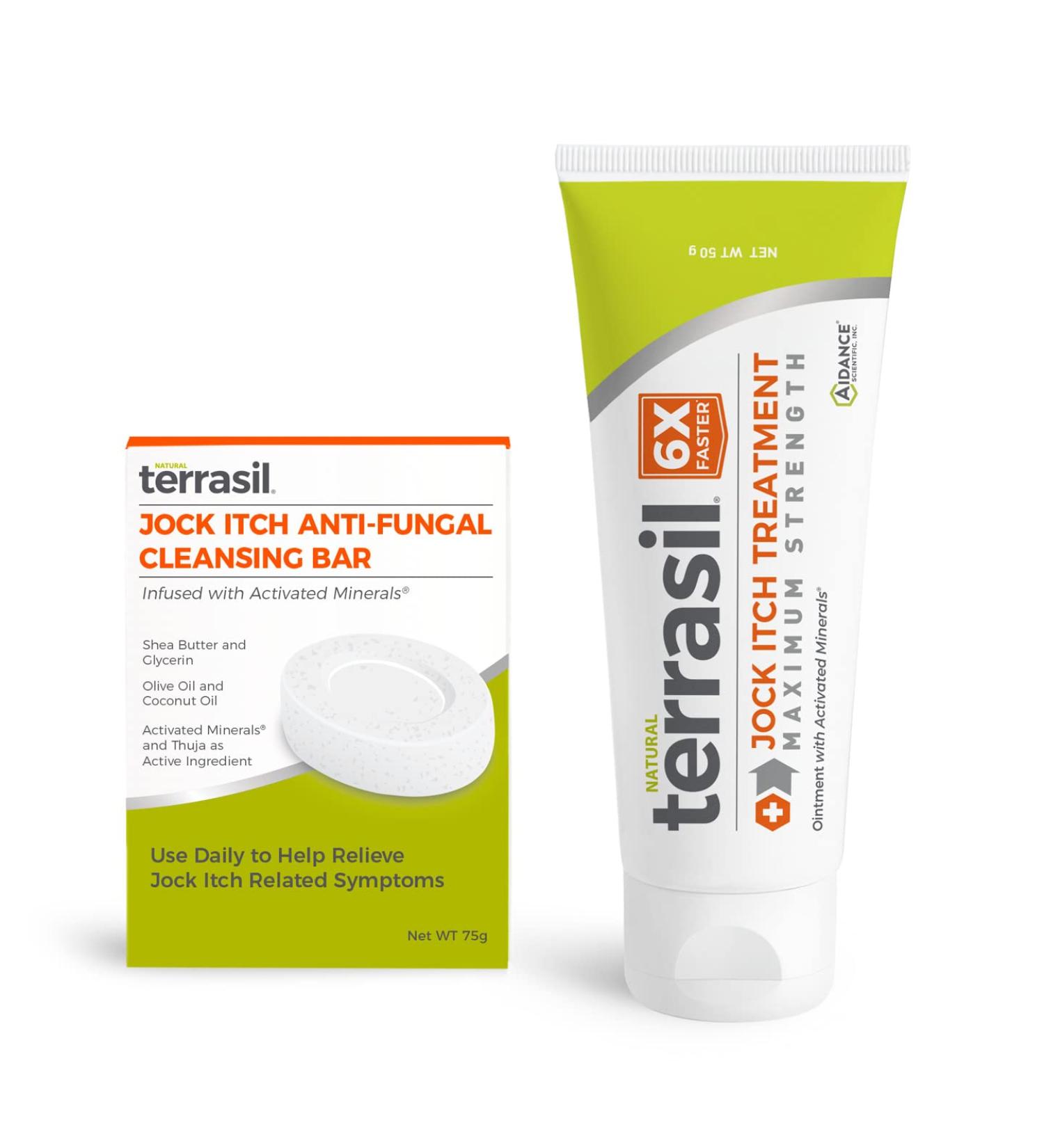 Jock Itch Treatment MAX 50gm Tube & Antifungal Soap Kit | Natural Ointment for Tinea Cruris Relief by Terrasil - Buy Online on GoSupps.com