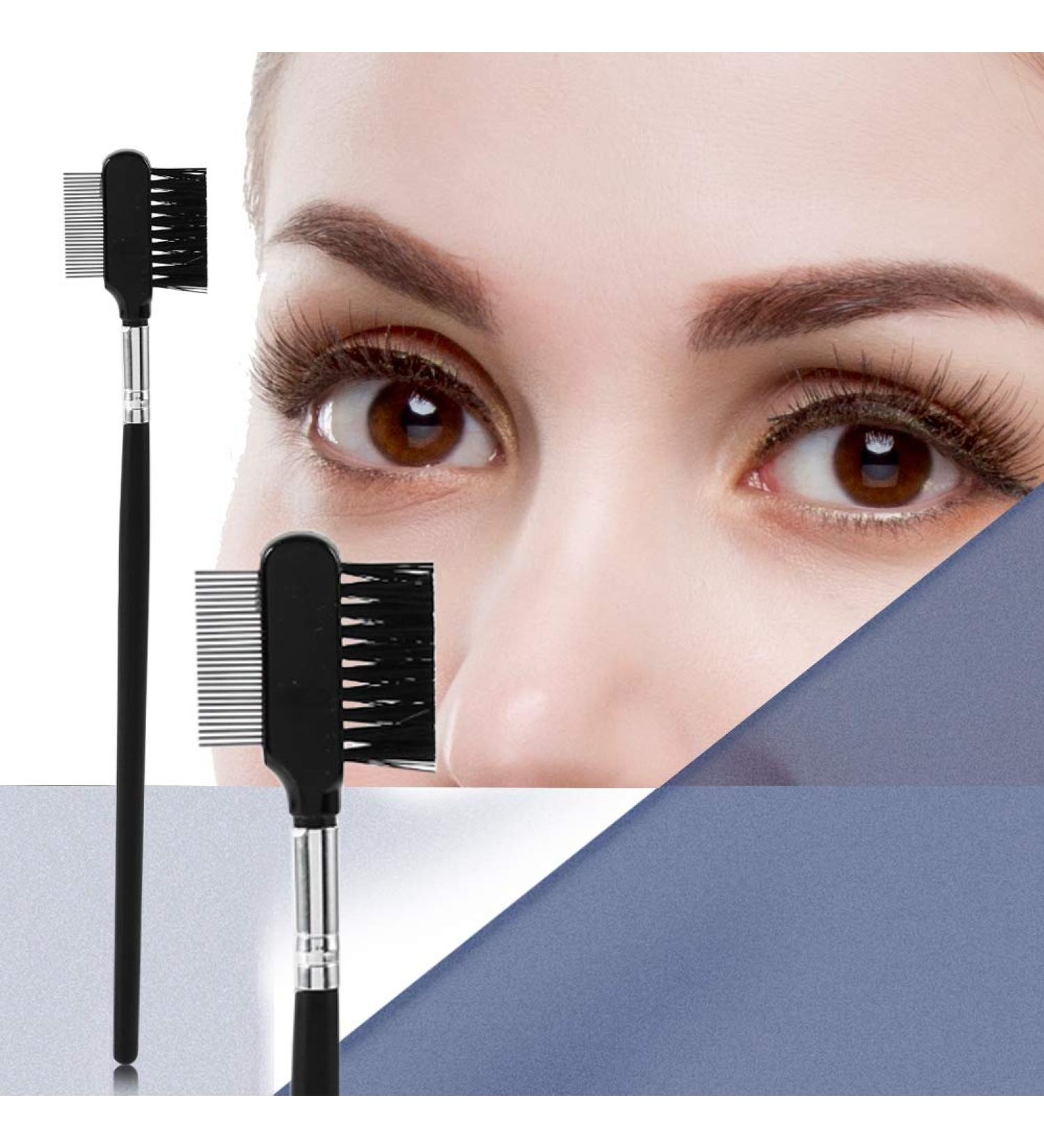 Eyelash Eyebrow Brush Metal Steel Eyelash Separator Comb Wood Handle Double Head Extension Makeup Supplies for Professional and Travel - Buy Online on GoSupps.com