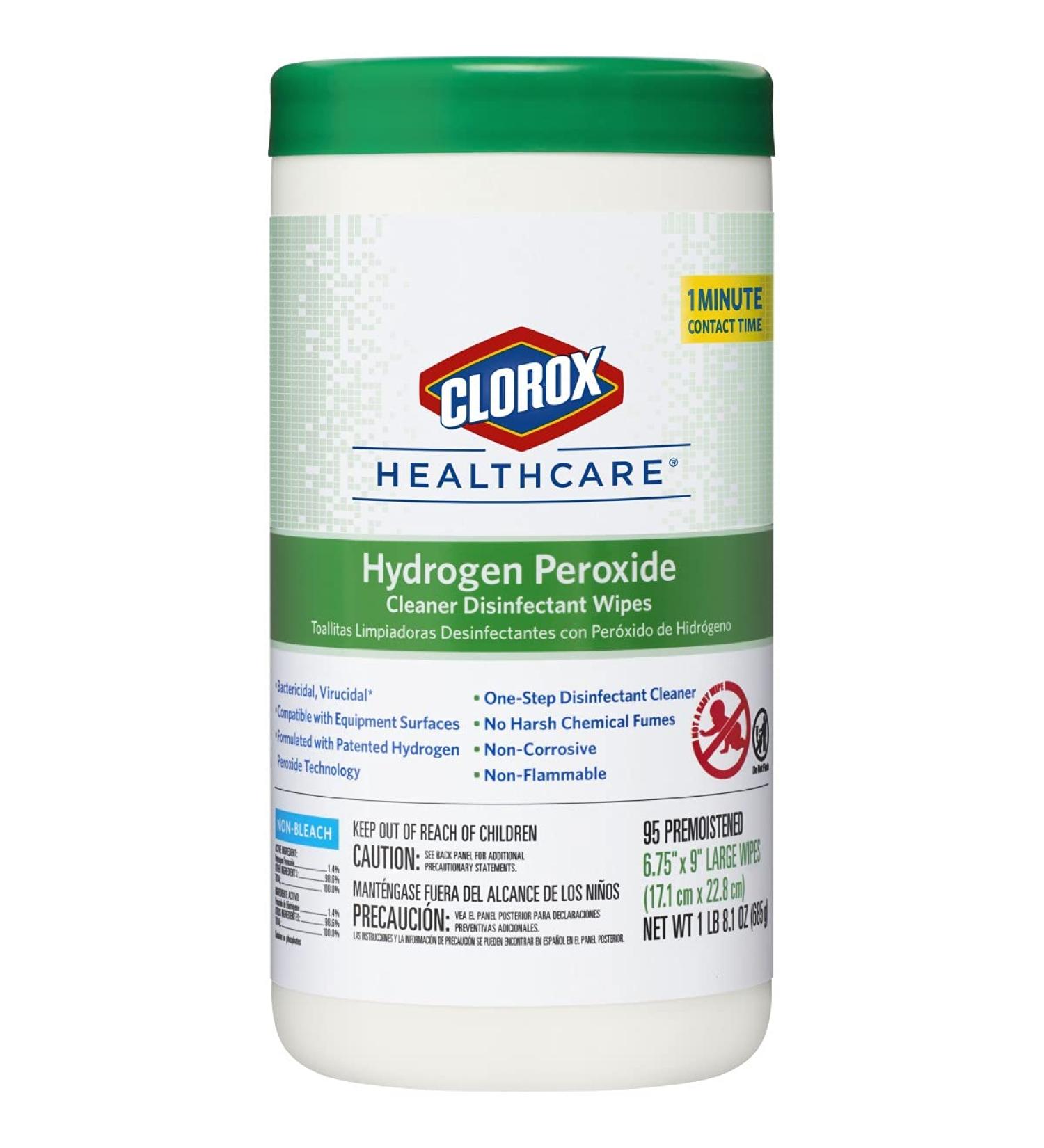 Clorox Healthcare Hydrogen Peroxide Cleaner Disinfectant Wipes - 95 Count Canister (30824) - Buy Online on GoSupps.com