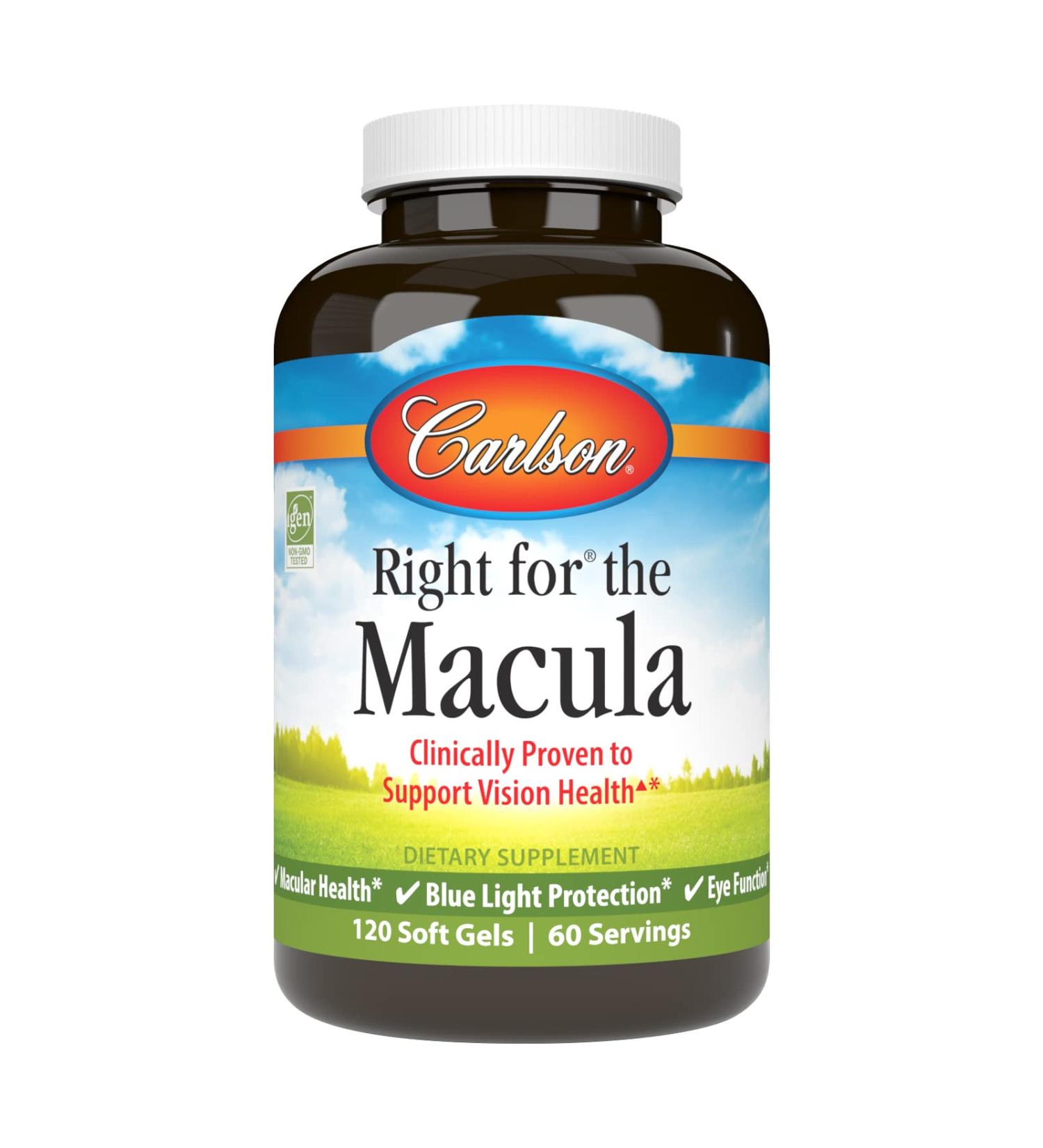 Carlson - Right for The Macula Clinically Proven to Support Vision Health Macular Health Blue Light Protection & Eye Function 120 Softgels 120 Count (Pack of 1) - Buy Online on GoSupps.com