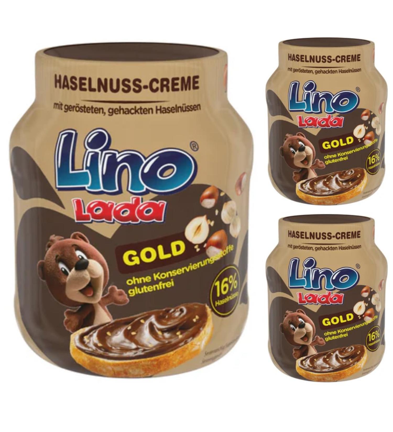 Lino Lada Gold Milk and Hazelnut Cream Chocolate Spreads 350g x 3 pieces with Pufai Grocery
