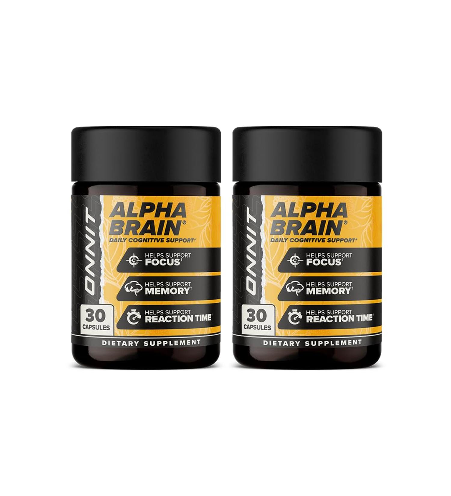 ONNIT Alpha Brain Nootropic Capsules for Men & Women IGEN Non-GMO Tested Memory Focus & Mental Clarity Support with L-Theanine and Vitamin B6 30 Count Each 2 Pack (60 Capsules) - Buy Online on GoSupps.com