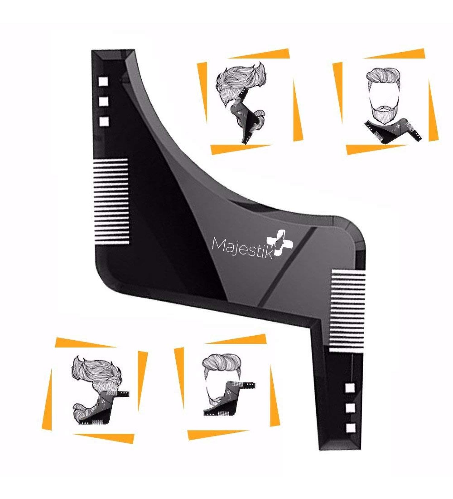 Men's Beard Styling Template Stencil - Lightweight & Flexible | One Size Fits All | Goatee & Neckline Shaping Tool by Majestik - Buy Online on GoSupps.com