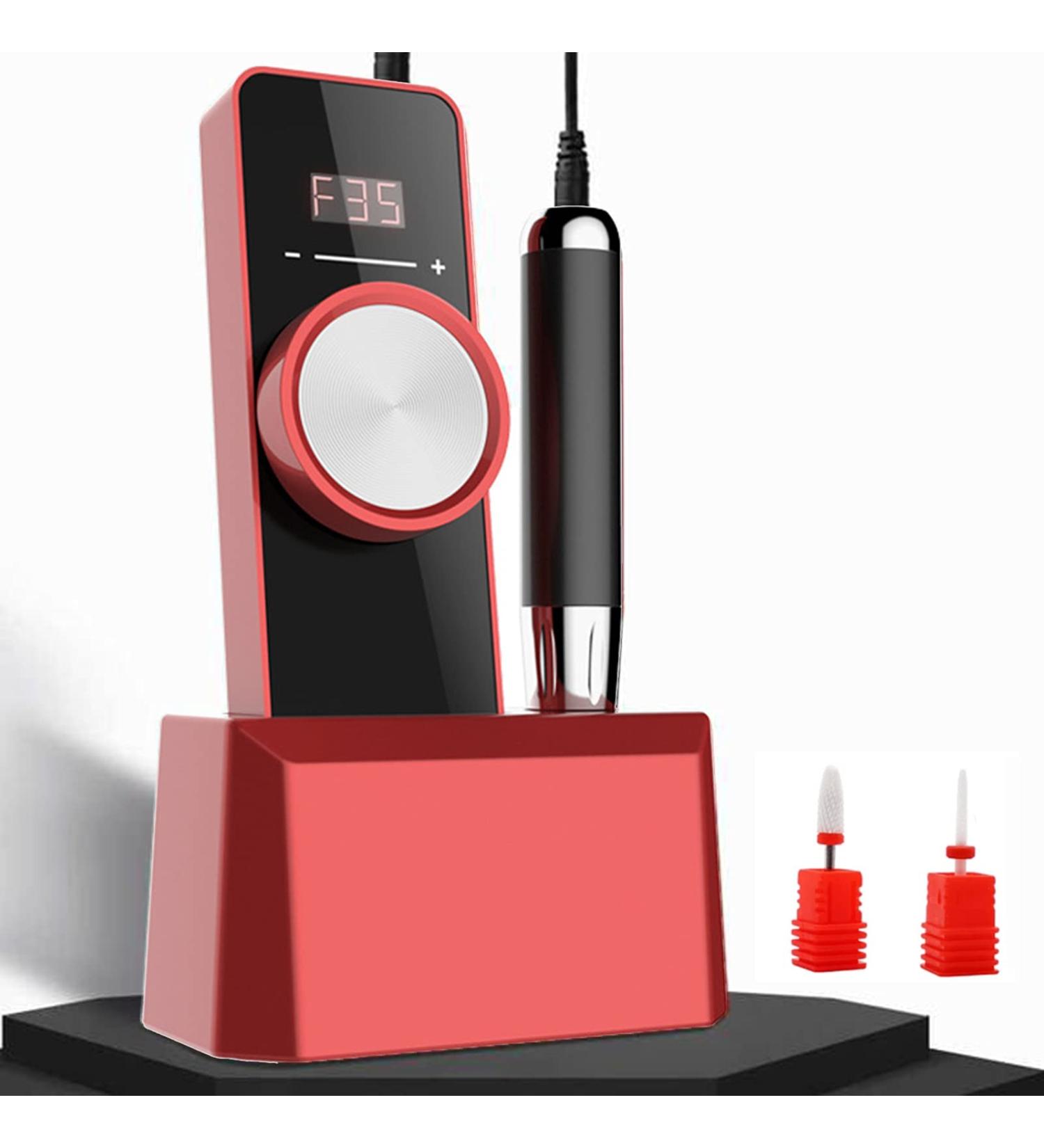 Portable Nail Drill Machine 35000RPM Rechargeable Smart LCD Display Electric Nail Files Drill Tool Kit Adjustable Speed for Manicure Pedicure for Acrylic Gel Natural Nails Red - Buy Online on GoSupps.com