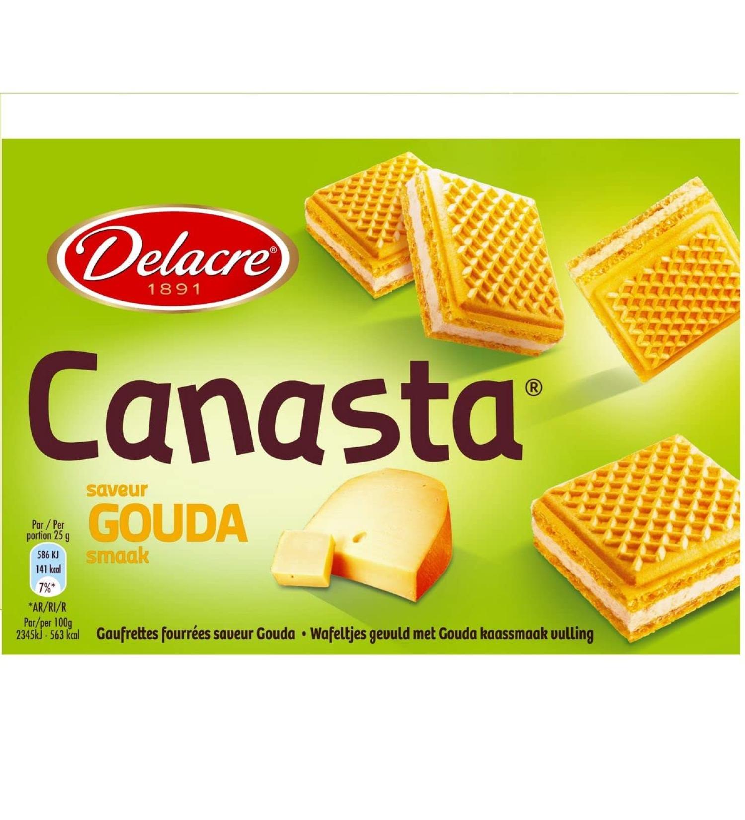 AUCHAN Pack of 3 units *** DELACRE Canasta wafers filled with gouda cheese 75g