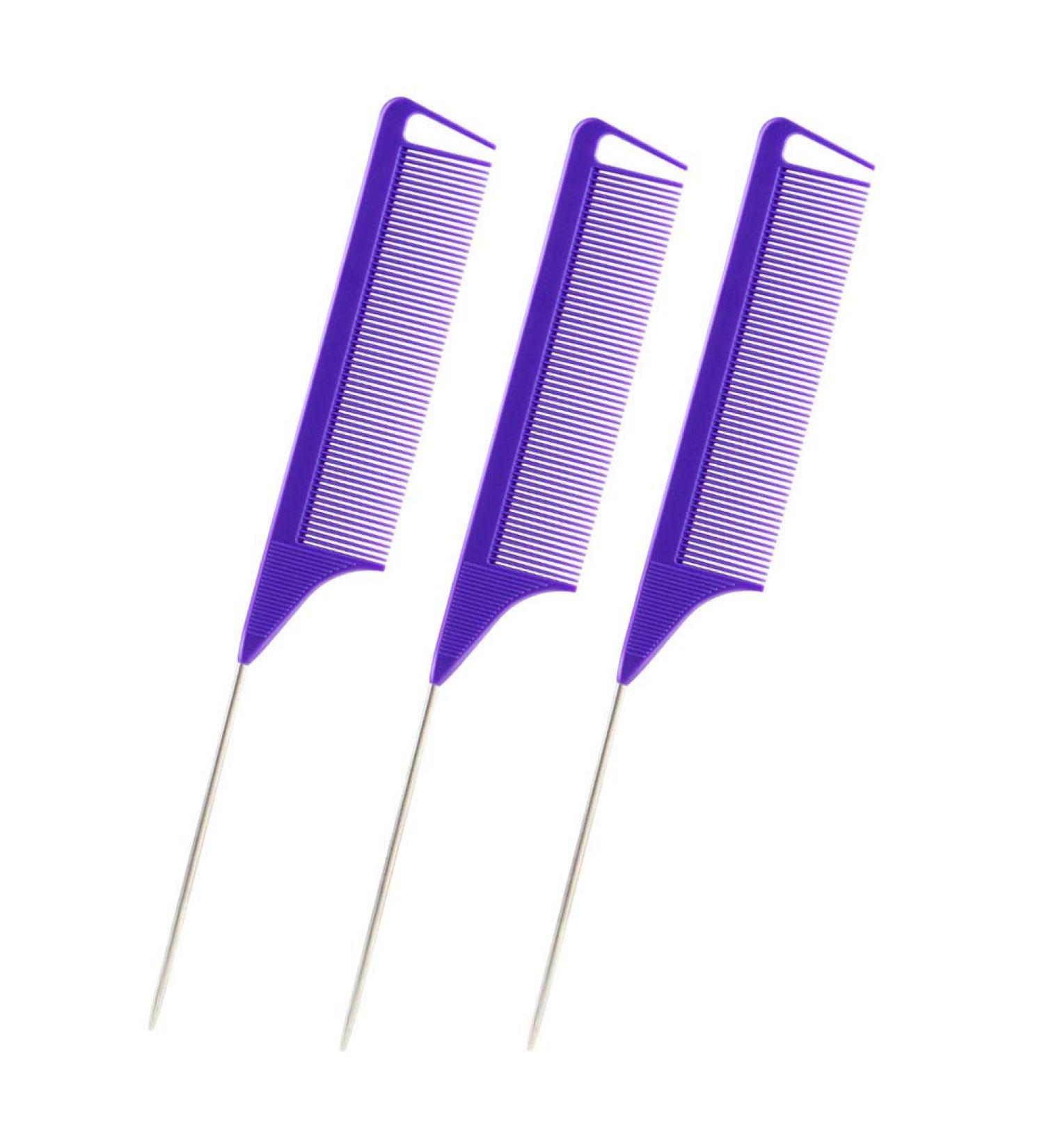 3Pcs Rat Tail Combs for Women- Anti Static, Heat Resistant Hairdressing Comb (Purple) - Buy Online on GoSupps.com