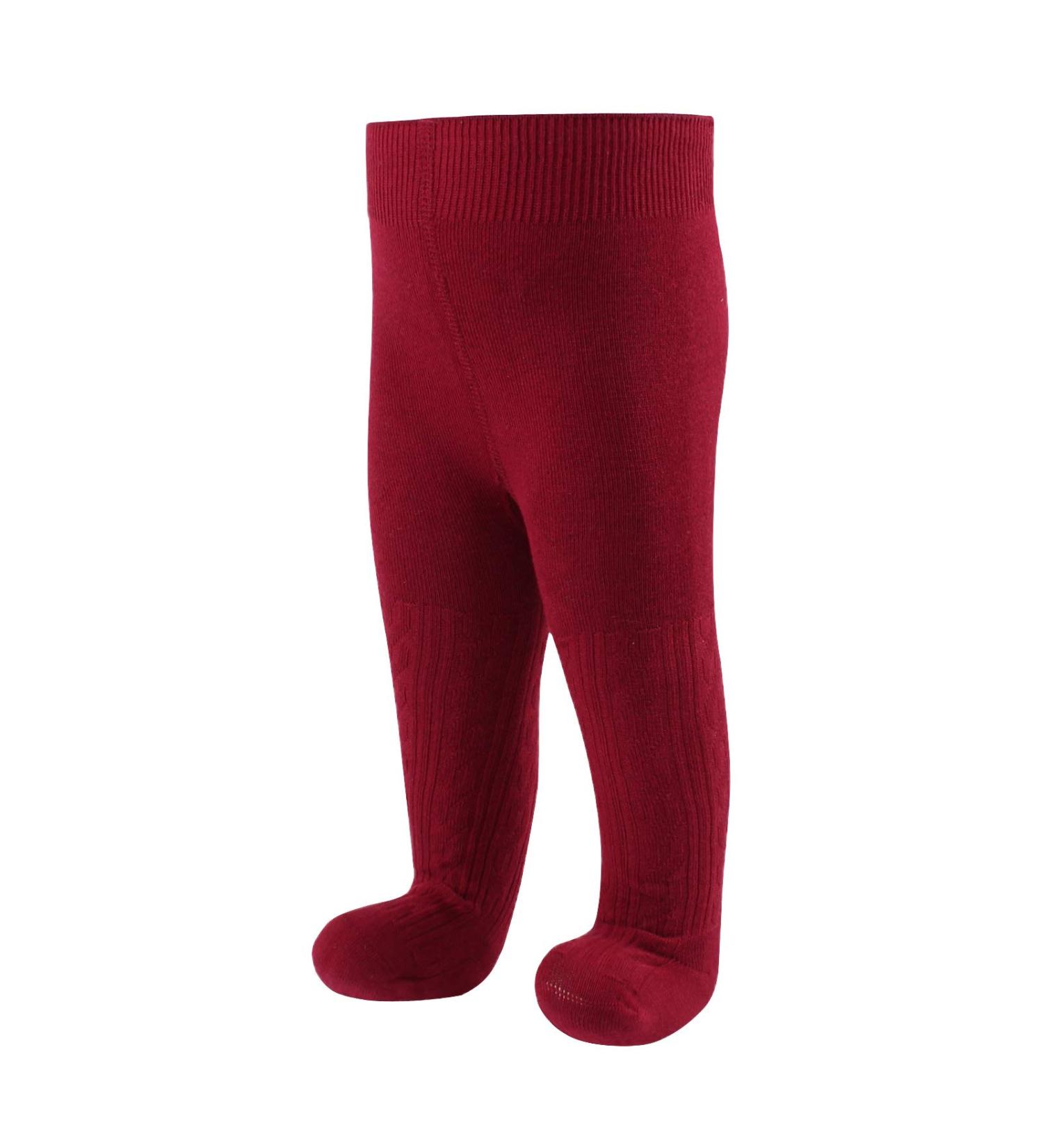 Cotton Baby Girls Socks Infant Toddler Pantyhose Cable Knit Legging Pants - Wine Red (1-2 Years) - Buy Online on GoSupps.com