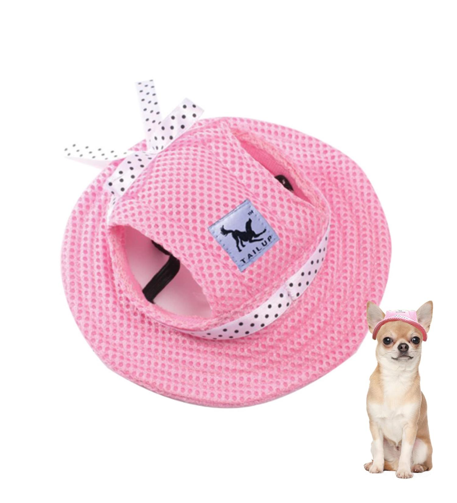 Adjustable Dog Sonnen Hat - Summer Baseball Cap with Ear Holes for Small Dogs Puppies & Cats | Outdoor Sun Protection Solar Hood in L Pink - Buy Online on GoSupps.com