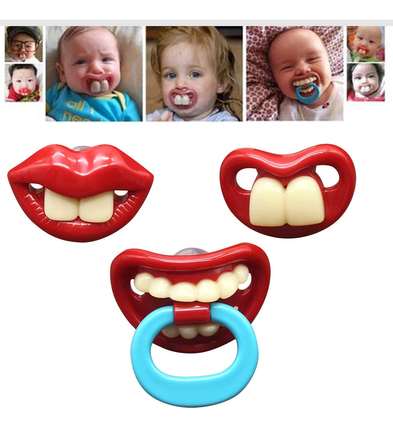 Buy Funny Buck Tooth Pacifier | Soft BPA-Free Silicone Pacifiers for Babies (3PCS) - Comical Baby Teeth Design - Buy Online on GoSupps.com