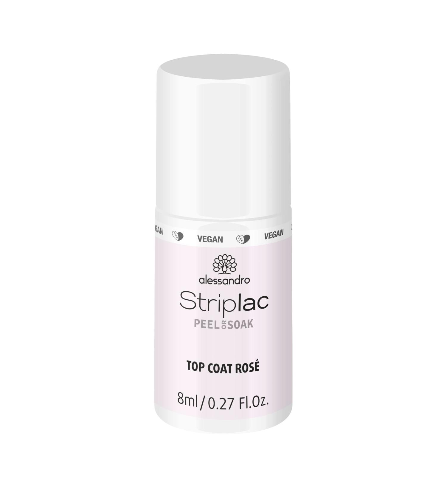 Alessandro Striplac Peel or Soak Vegan Top Coat Ros - Quick Dry LED Nail Polish for Perfect Nails in 15 Minutes 8ml - Buy Online on GoSupps.com