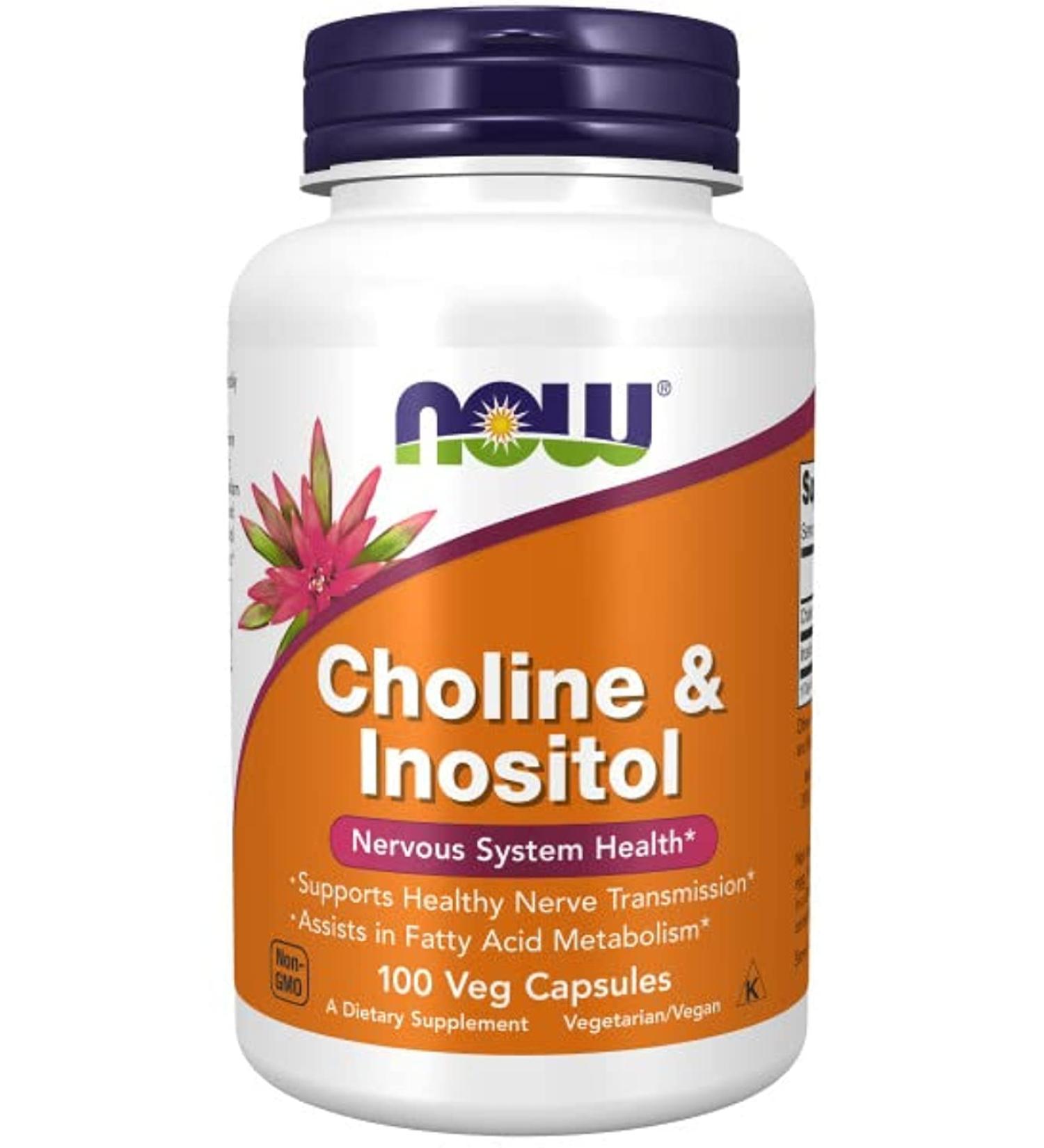Now Foods Choline & Inositol 500mg - 100 Capsules | Essential Cognitive Support - Buy Online on GoSupps.com