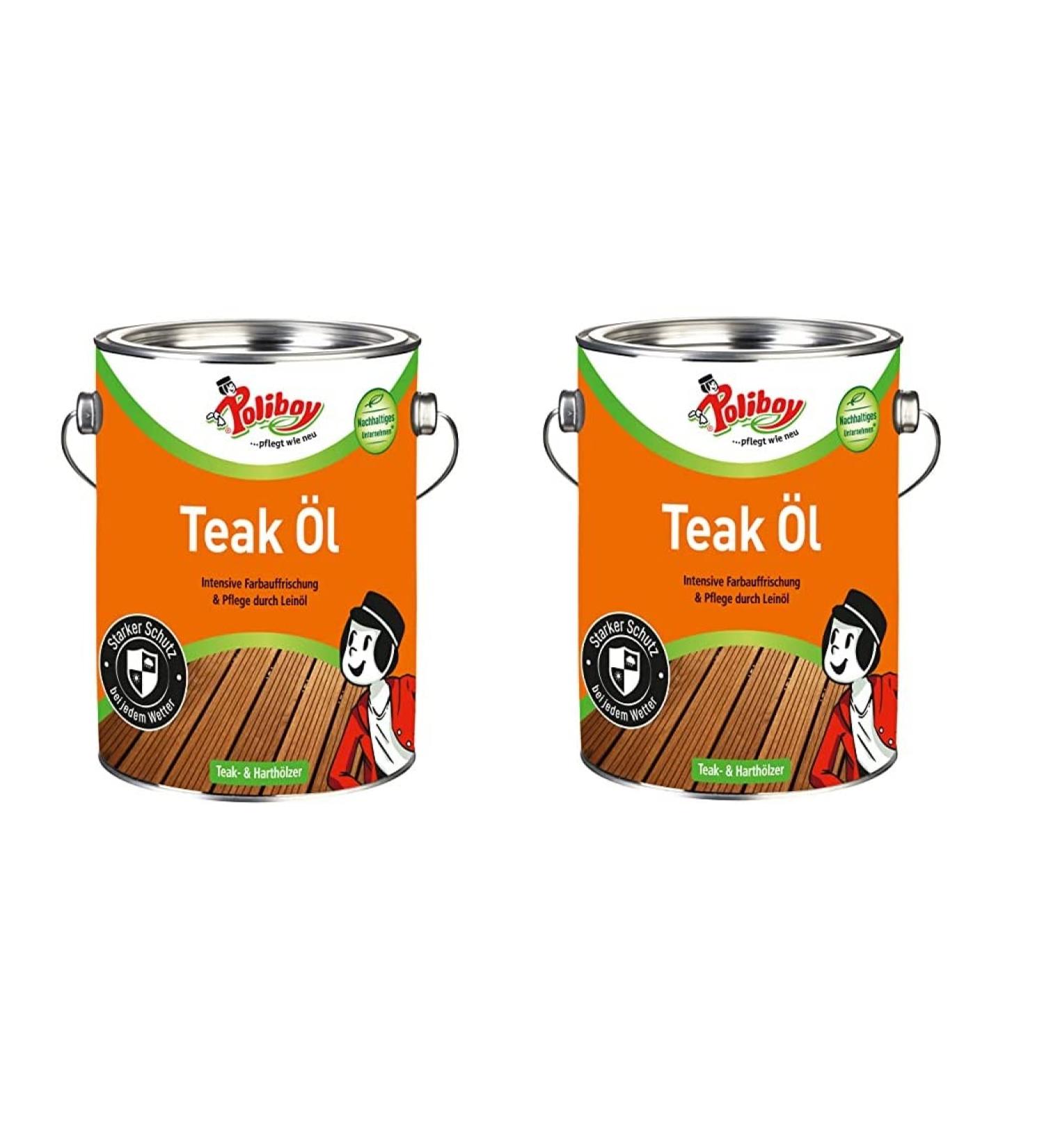 Poliboy Teak Oil for Dark Hardwoods - 2-Pack (2x2.5L) - Cleans Cares & Protects - Made in Germany - Buy Online on GoSupps.com