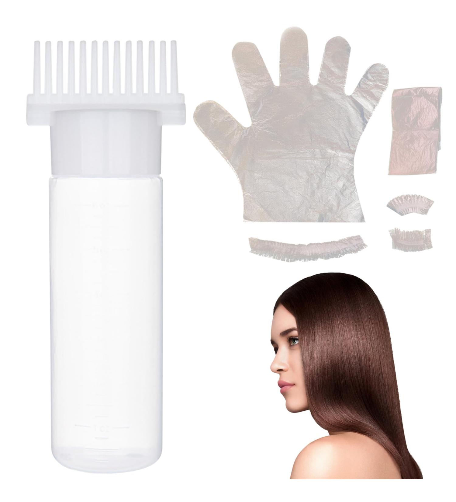 Hair Oil Applicator Bottle 180ml with Hair Dye Kit Root Comb Applicator Bottle with Clear Scale Portable Hair Bleach Kit for Home Barber Shop Hair Dye Tools - Buy Online on GoSupps.com
