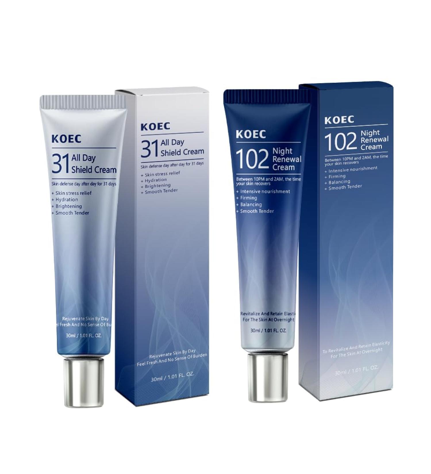 KOEC 31 All Day Shield & 102 Night Renewal Cream Set Day & Night Face Moisturizer for Women Hydration & Firming Cream for Smooth - Buy Online on GoSupps.com