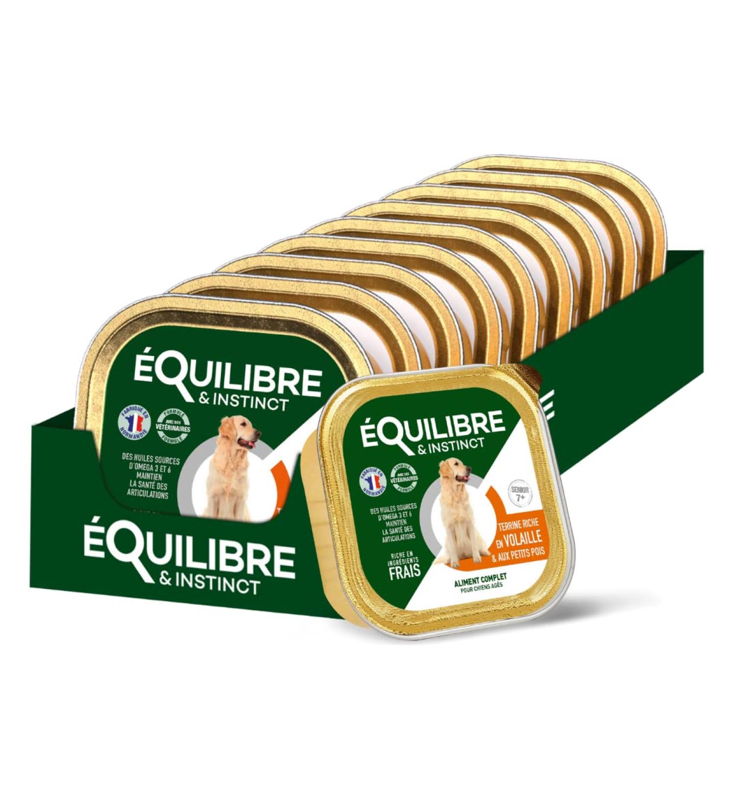 EQUILIBRE & INSTINCT - Older Dog - Poultry Wet Food Pat - Maintains Joint Health - Complete Recipe Formulated with Veterinarians - 9x300g - Made in France - Buy Online on GoSupps.com