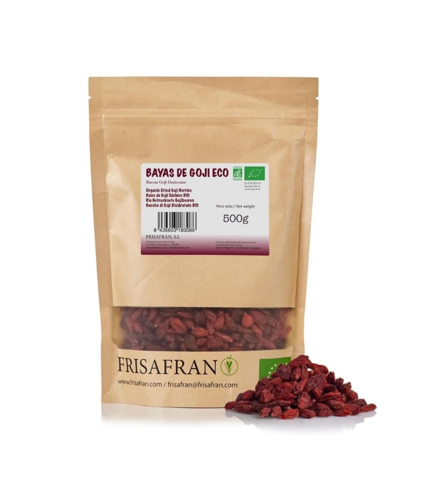 FRISAFRAN | Baies de Goji Bio 500g | Baies goji d shydrat es | Baies s ch es | Antioxydants | Collation sant | Sans sucres soufre | Fruits entiers | Baies Sup rieures | Himalaya | baies enti res - Buy Online on GoSupps.com