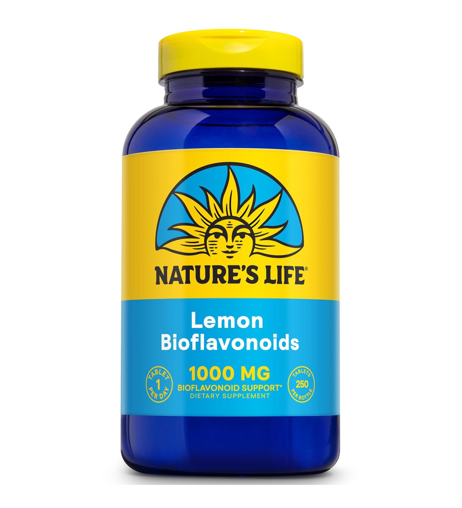 Nature's Life Bioflavonoids 1000mg - 250 Capsules | Antioxidant for Healthy Capillaries & Vitamin C Absorption | Lemon Complex Hesperidin & Rutin - International Shipping Available - Buy Online on GoSupps.com