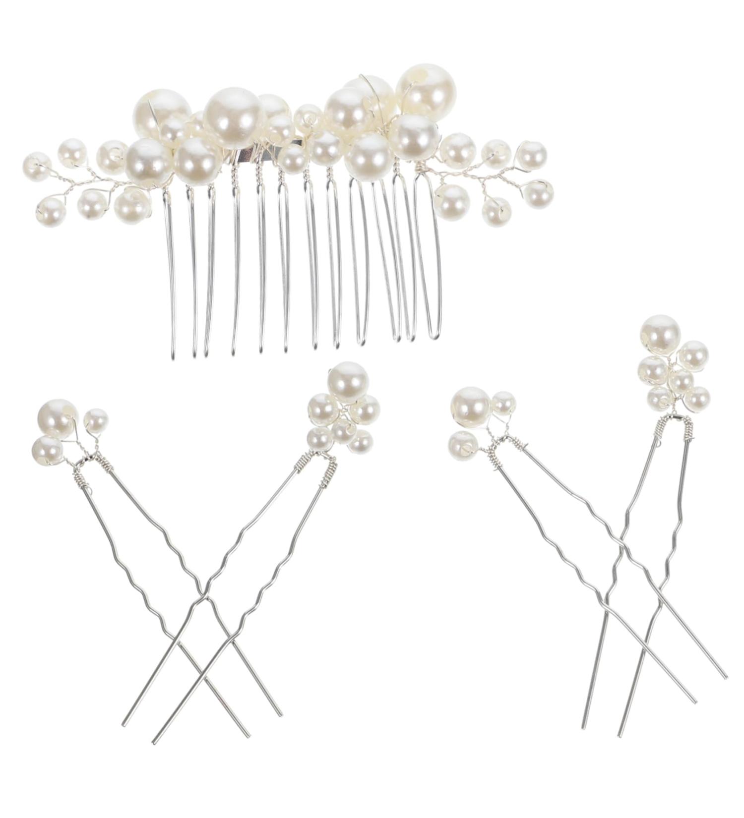 Ipetboom 1 Set Pearl Headpieces for Women Pearl Decor Headpiece for Wedding Decoration Wedding Hair Comb Pearl Hair Clips Hair Jewels for Women Baroque Women's Accessories Metal - Buy Online on GoSupps.com