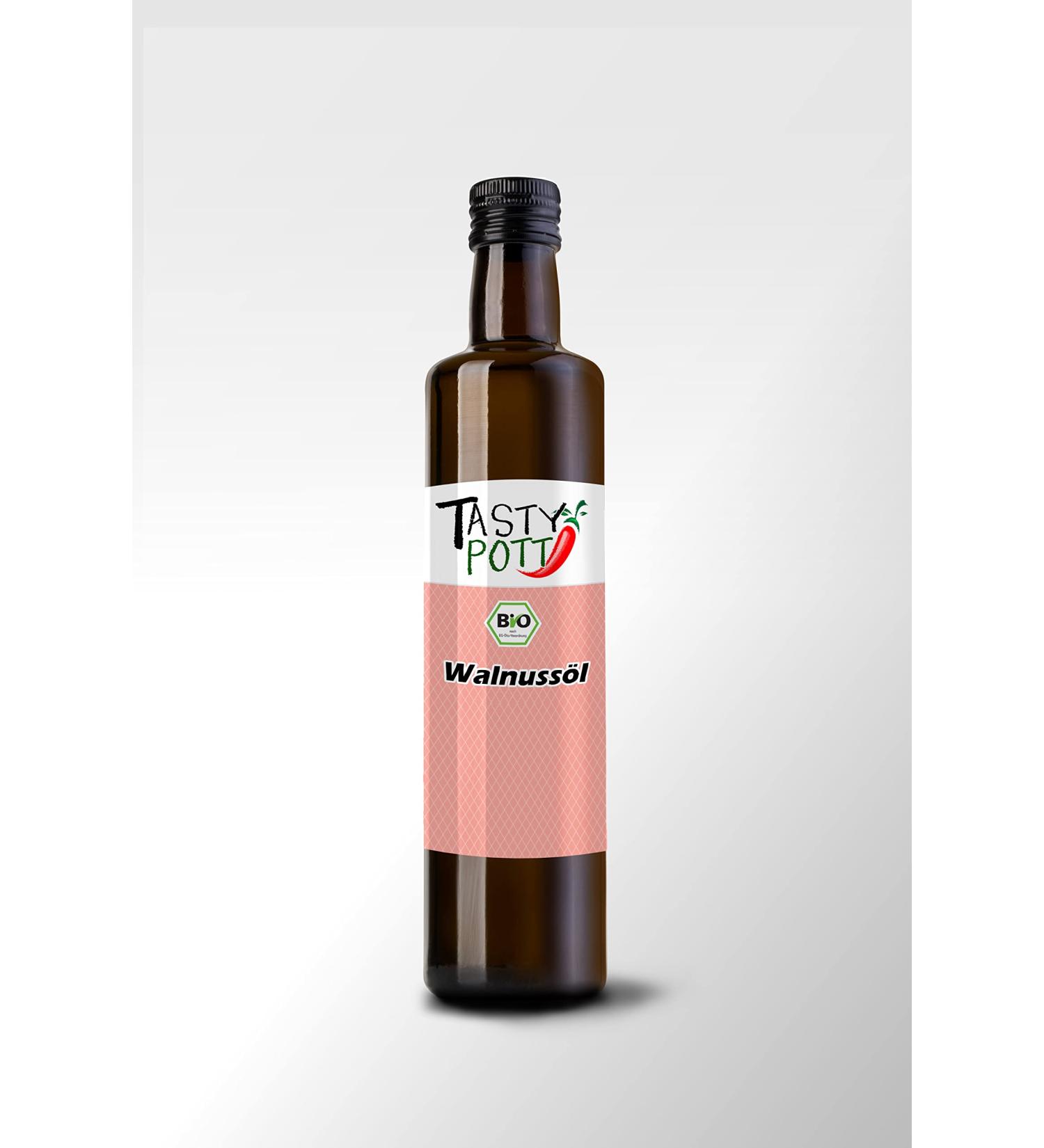  TASTY POTT Tasty Pott Organic Walnut Oil - Cold Pressed - Walnut Oil - Cooking Oil - Vegan Cooking - For Baking - For Desserts Smoothies - Muesli - Skin Oil - Pressed Walnuts - In a 250ml Glass Bottle - Buy Online on GoSupps.com