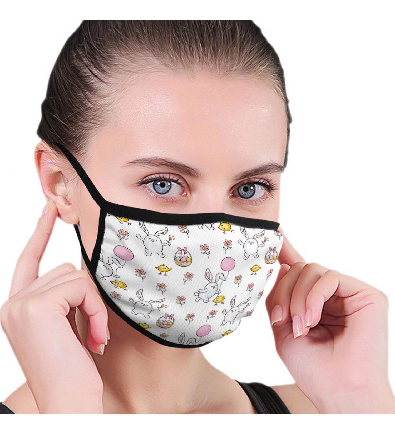 Breathable premium facial protection envelope colorful picture Easter egg rabbit chickens Easter cute women men anti -wind dust protection protective cover for ski cycling camping travel safety daily