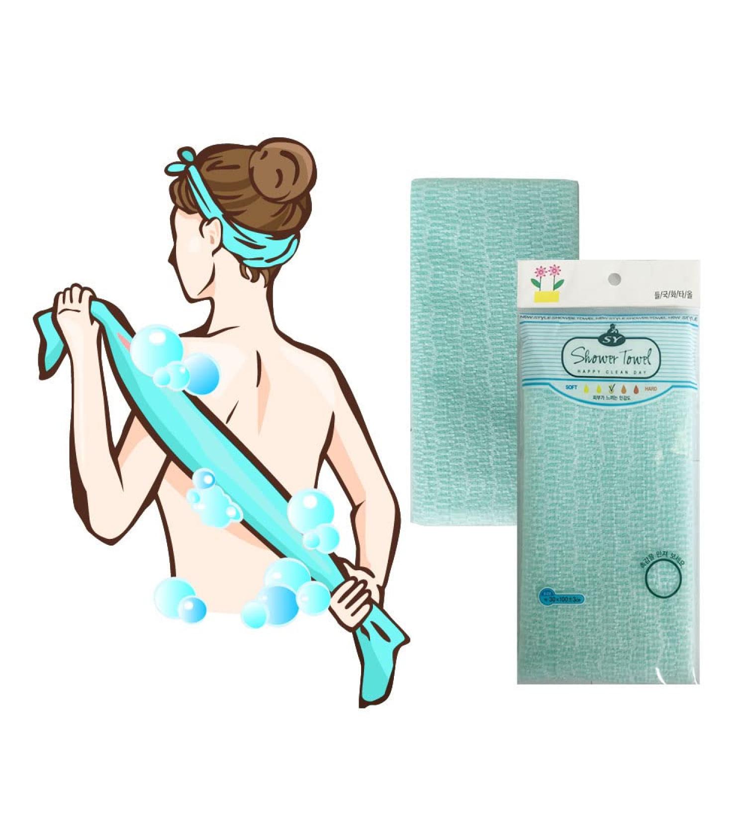 NOPIGO Premium Nylon Exfoliating Washcloth - Korean Loofah Puff Back Scrubber for Shower - Mint - Buy Online on GoSupps.com