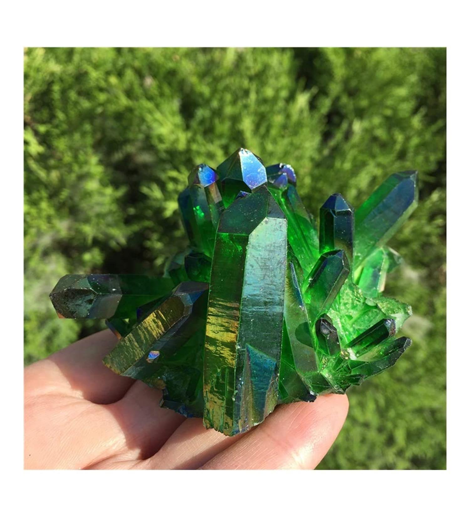 Aura Crystal Cluster Angel Aura Titanium Quartz Crystal Stunning Rainbow Specimen Minerals Reiki - Buy Online on GoSupps.com