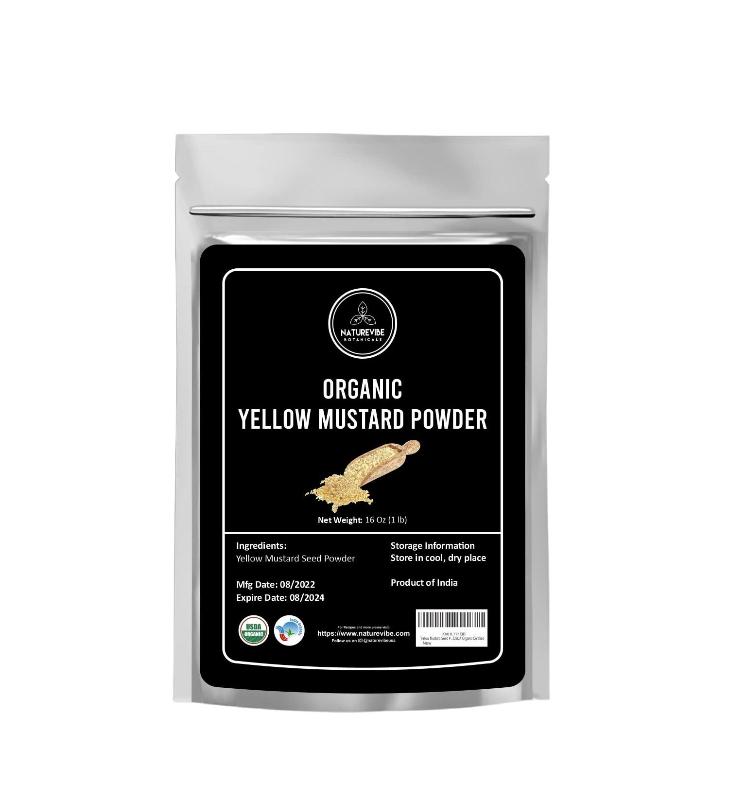 Naturevibe Botanicals Organic Yellow Mustard Seed Powder 1lb - 100% Pure & Natural Flavor Enhancer - Buy Online on GoSupps.com