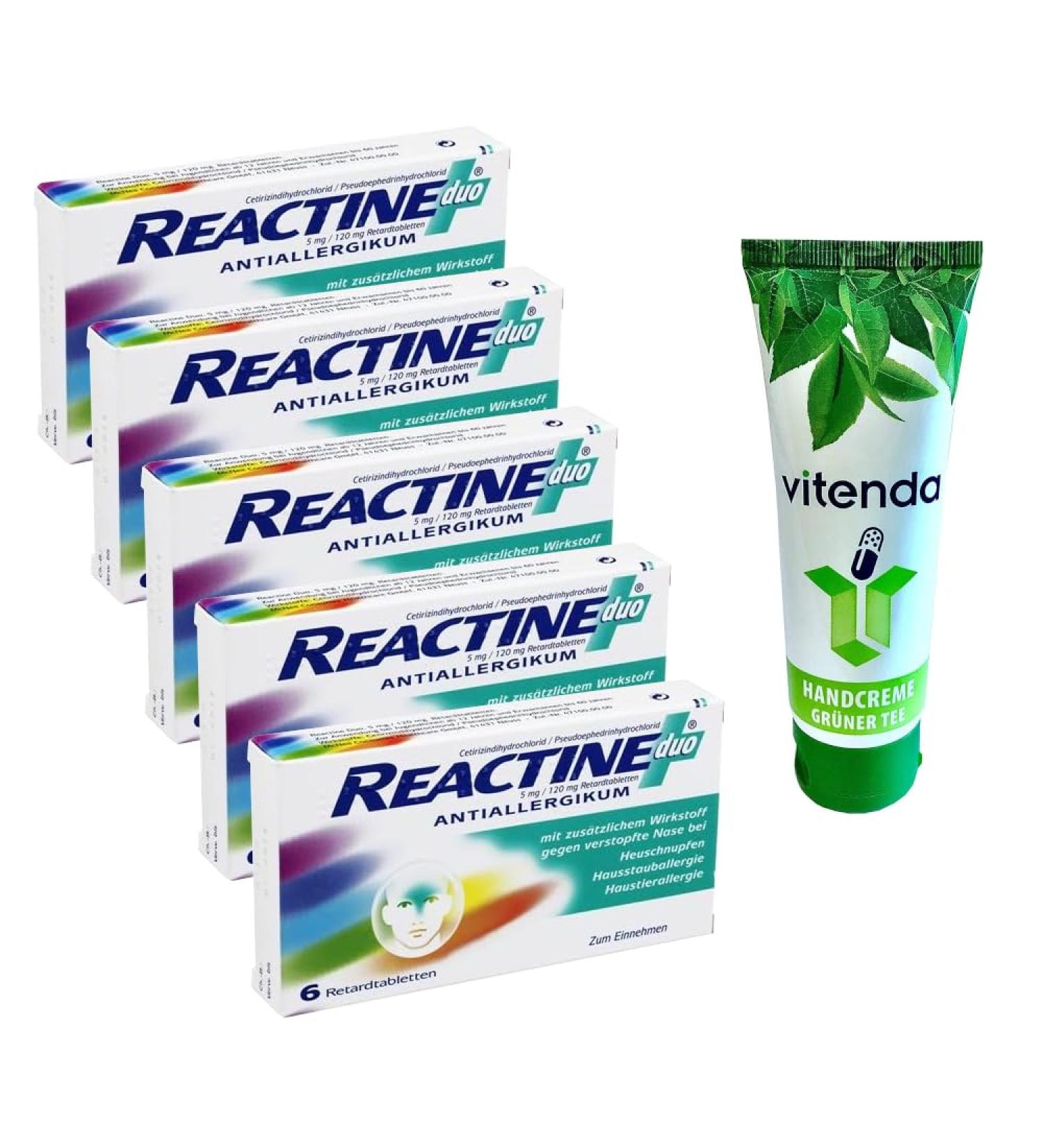 Reactine duo allergy tablets 5x6 pieces including a hand cream from vitenda