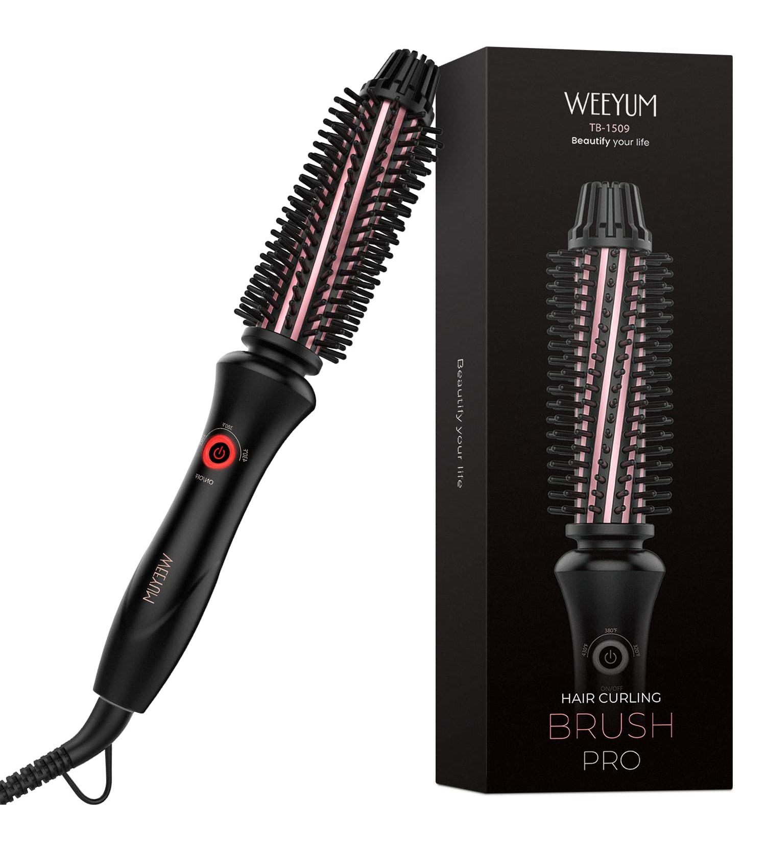 WEEYUM 1-Inch Brush Curling Iron for Short Hair - Dual Voltage Travel Curling Iron with 3 Temperature Settings - Ceramic Tourmaline - Buy Online on GoSupps.com