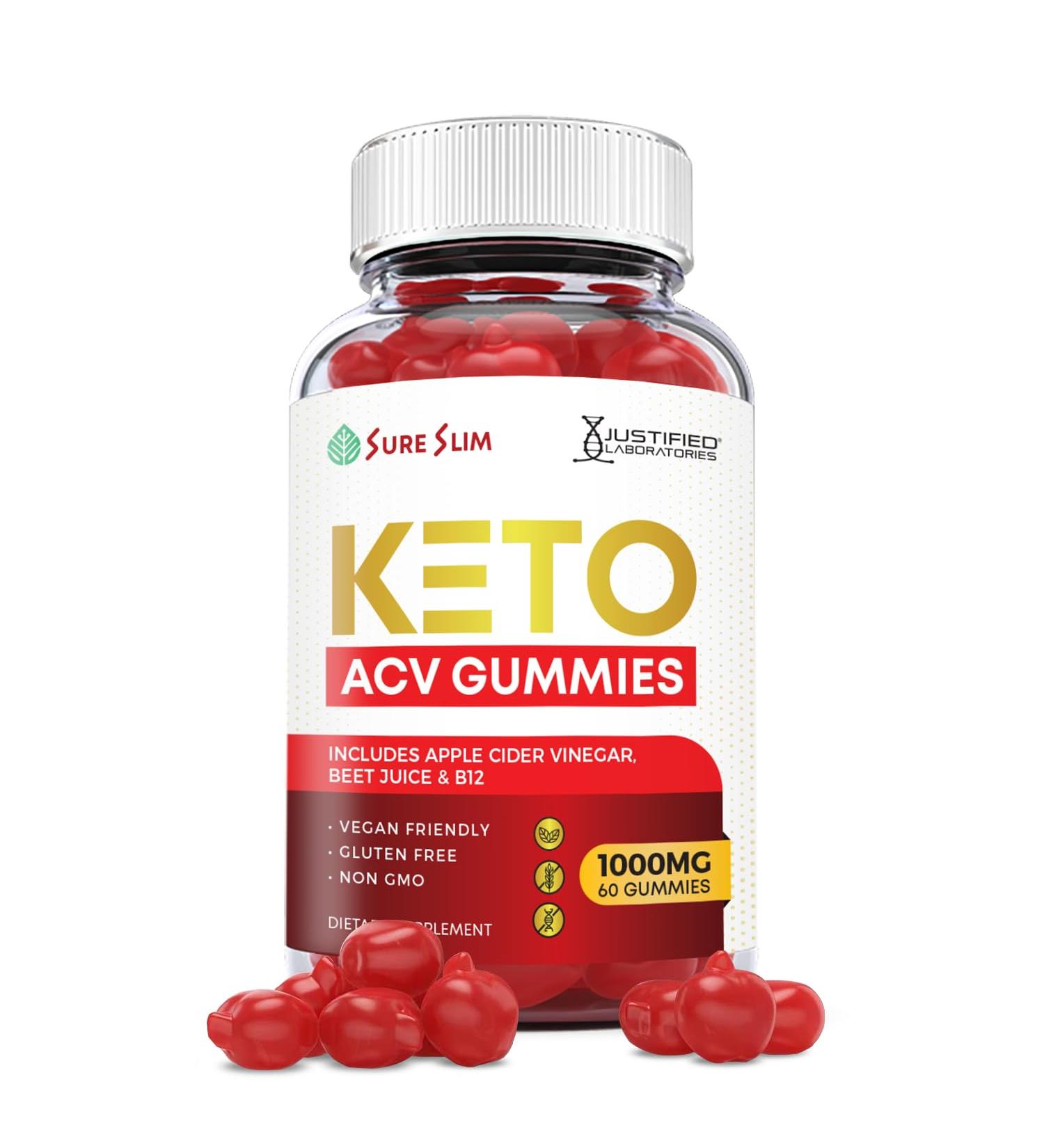 Justified Labs Sure Slim Keto ACV Gummies 1000MG with Pomegranate & Beet Juice - 60 Gummys - Buy Online on GoSupps.com
