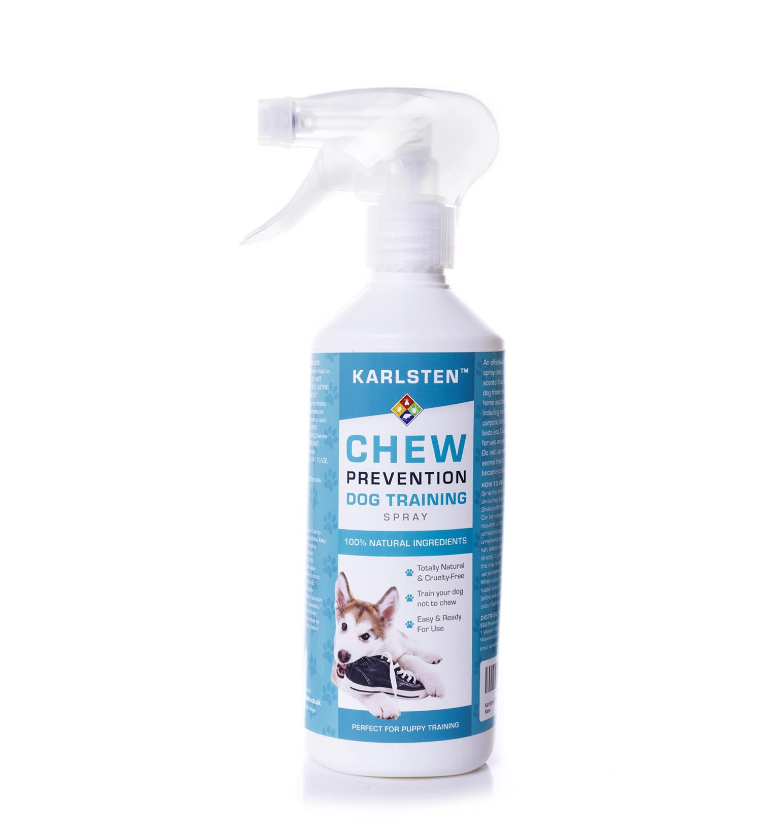 karlsten Chew Deterrent Prevention Training Spray for home & Furniture Protection. Prevent Dogs & Cats from chewing your Home 500 ml spray - Buy Online on GoSupps.com