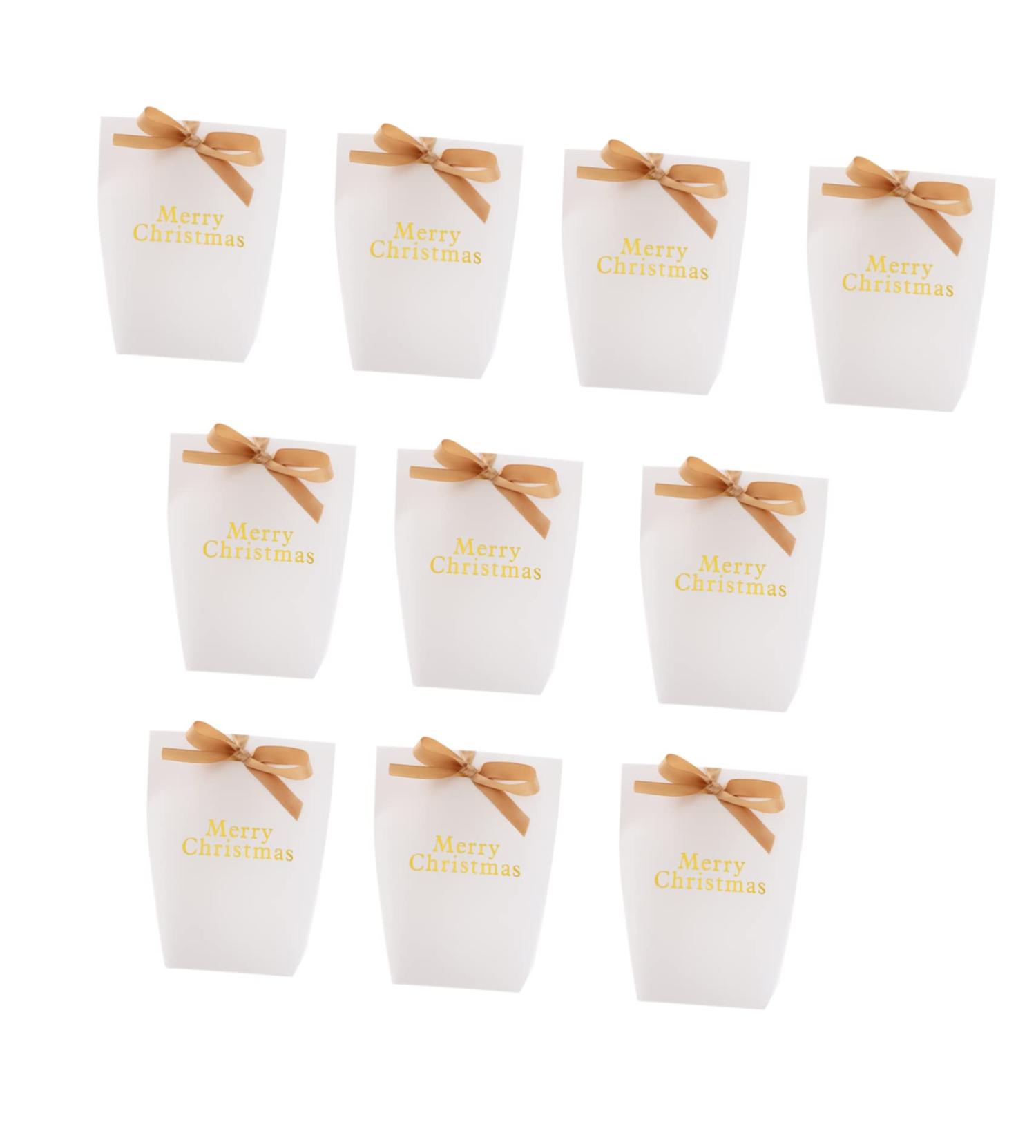 SEWOART Paper Bag 10 Pcs Christmas Bag Boxes Holiday Treat Bags Candy Storage Bag Bronzing Storage Bags Treat Bag 16X13X5.5CM White - Buy Online on GoSupps.com