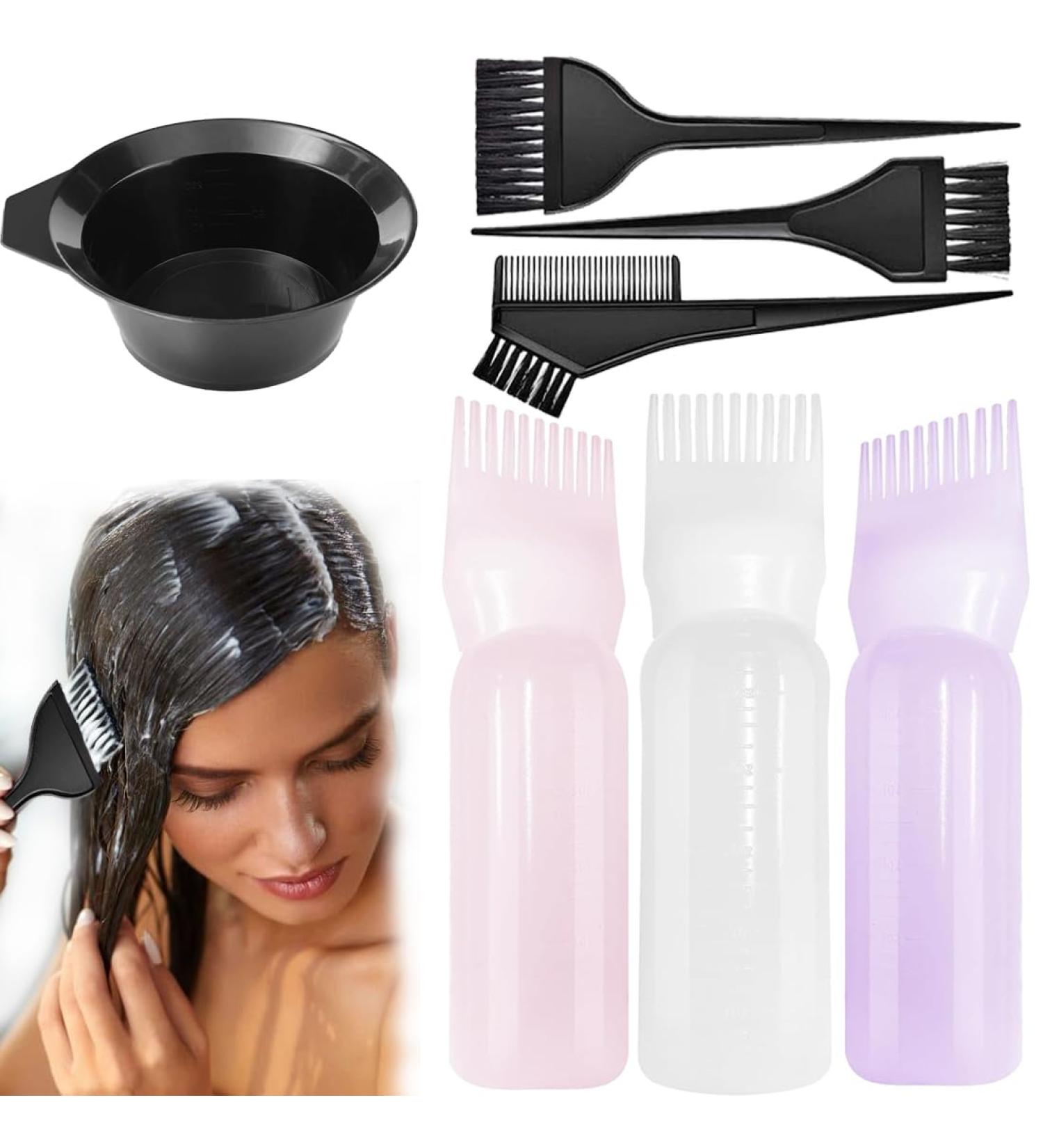3 Piece Applicator Bottle Hair + 4 Hair Dye Brushes - Hair Dye Tool Set Applicator Bottle Hair Hair Oil Applicator Bottle Root Comb Applicator Bottle Applicator Brush Tip Tools - Buy Online on GoSupps.com