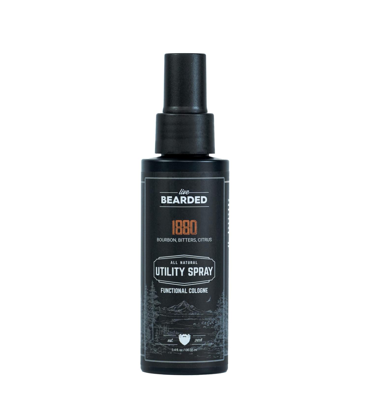 Live Bearded Utility Spray - All Purpose Cologne with Natural Fragrance - Made in the USA - 3.4 fl oz Bottle | 1880 Scent - Bourbon Bitters Citrus 1880 - Bourbon Bitters Citrus - Buy Online on GoSupps.com