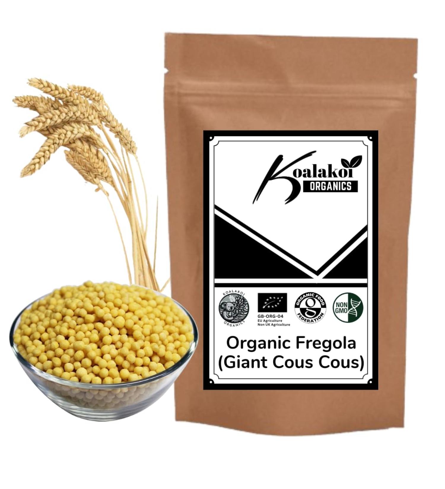 ORGANIC Certified Fregola white giant cous cous (400g - 5kg) Premium non-GMO Durum Wheat 100% Natural no Additives or Preservatives Vegan couscous Free UK delivery by Koalakoi (400g) - Buy Online on GoSupps.com