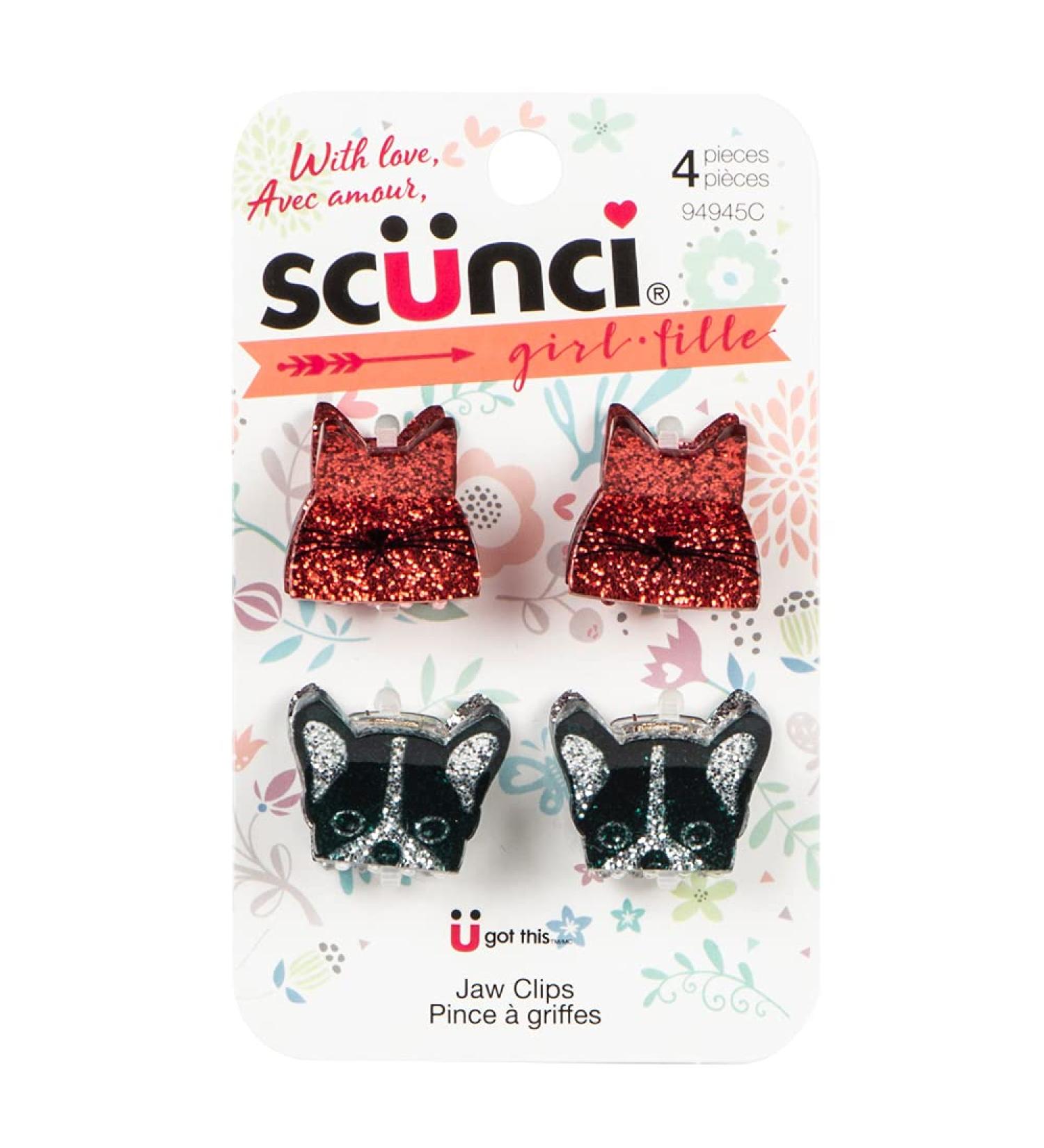 Scunci Kids 94945C 4-pc Mini Animal Claw Clips (colour will vary)