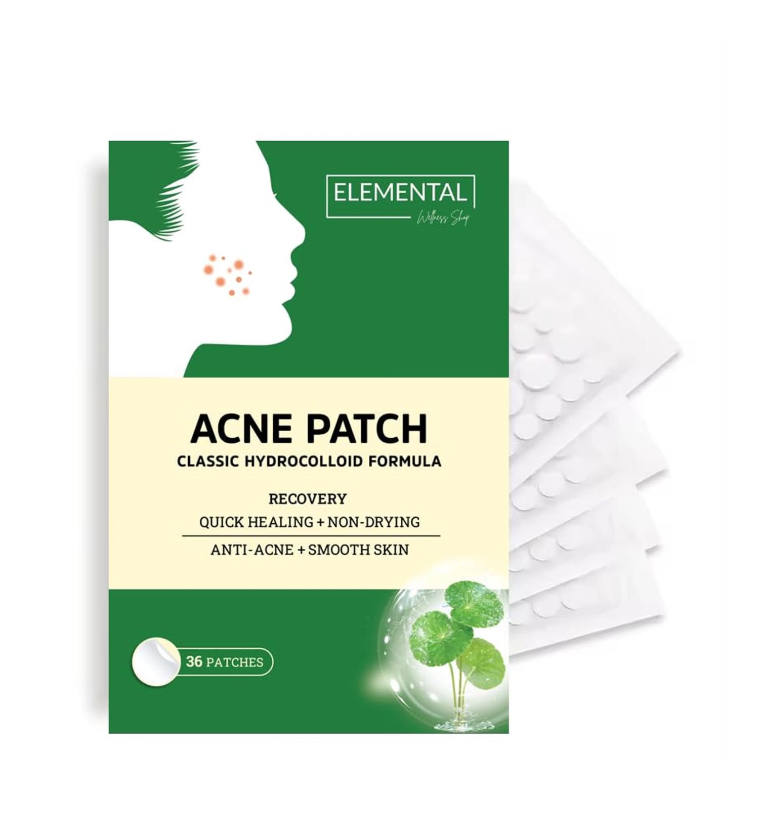 Elemental Acne Patches - Fast-Acting Hydrocolloid Spot Treatment for Clear Skin | 36 Pimple Stickers for Zits & Blemishes - Buy Online on GoSupps.com