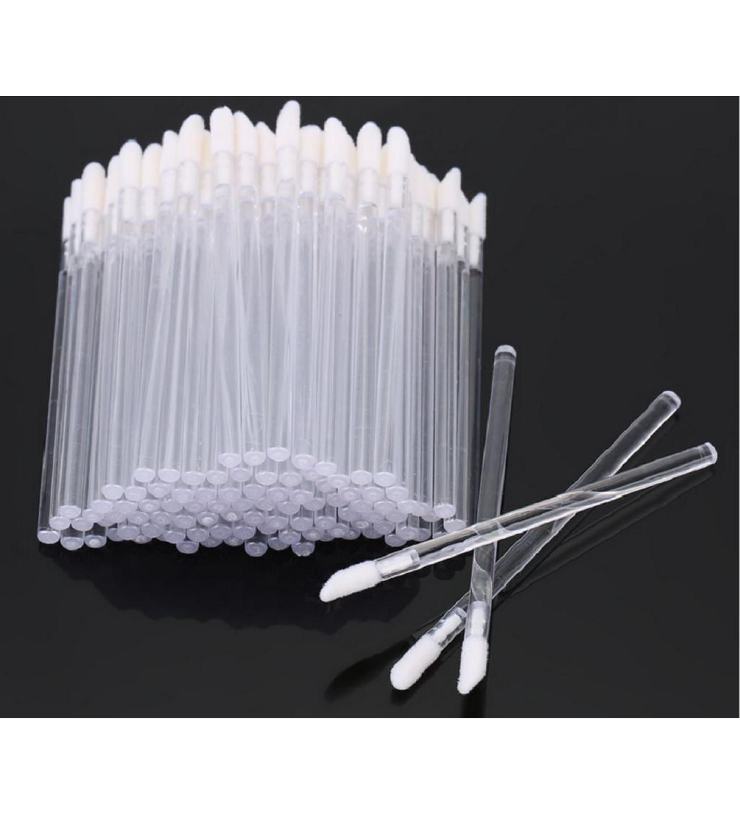100 Pieces Disposable Lip Brushes | Lipstick Gloss Wands Applicator Makeup Tool Kits - Clear for Easy Application - Buy Online on GoSupps.com