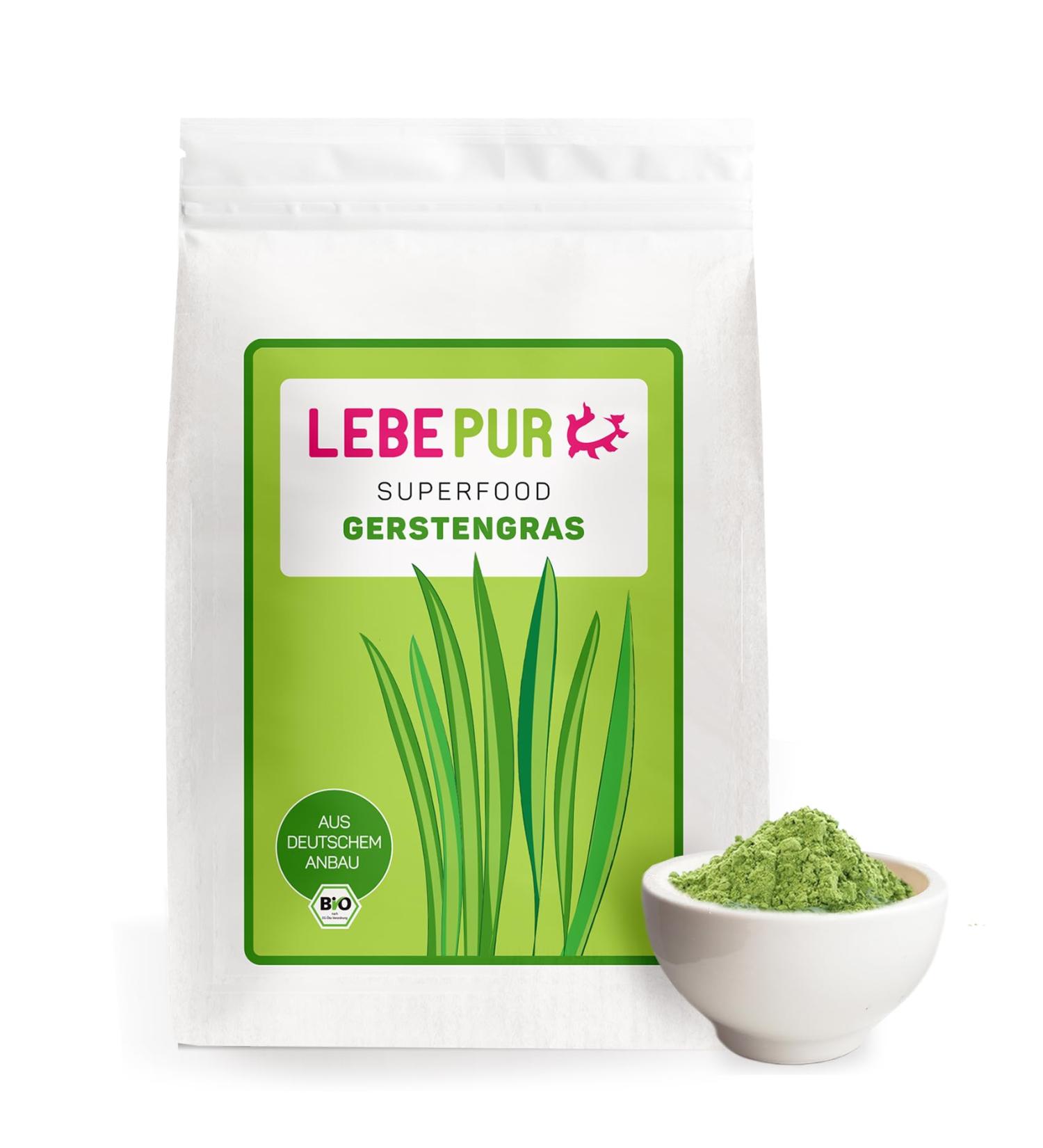 Buy Lebepur Organic Barley Grass Powder 500g - Raw Food Quality Vegan Gluten-Free & Lactose-Free Lab-Tested From German Cultivation - Buy Online on GoSupps.com