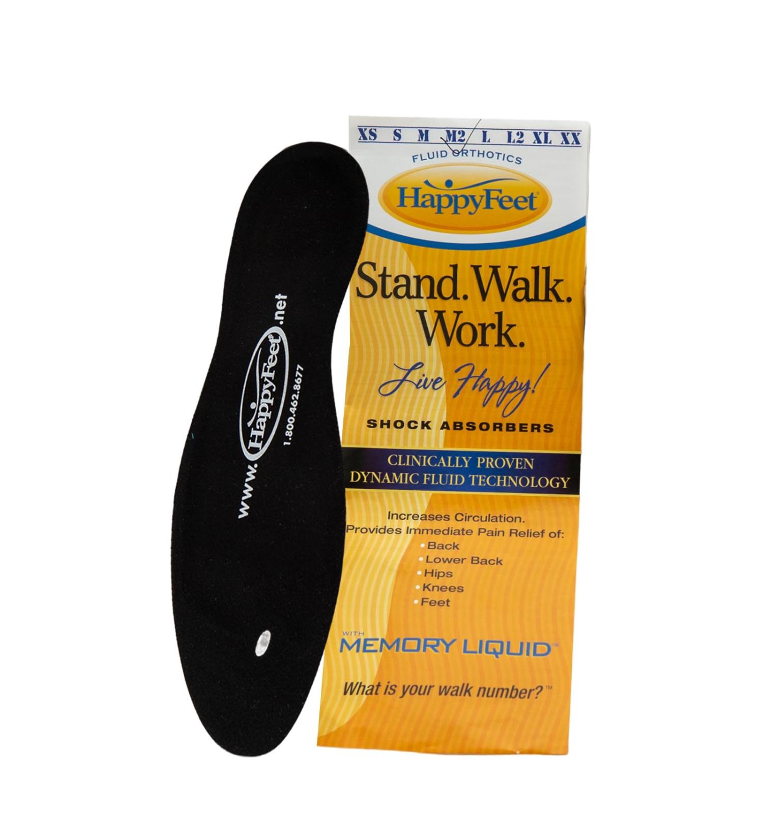 Happy Feet Orthotic Insoles for Plantar Fasciitis & Flat Feet | Gel Inserts for Men & Women | High Arch Support | M2 Size (Men 7.5-9 Women 9-10.5) - Black - Buy Online on GoSupps.com