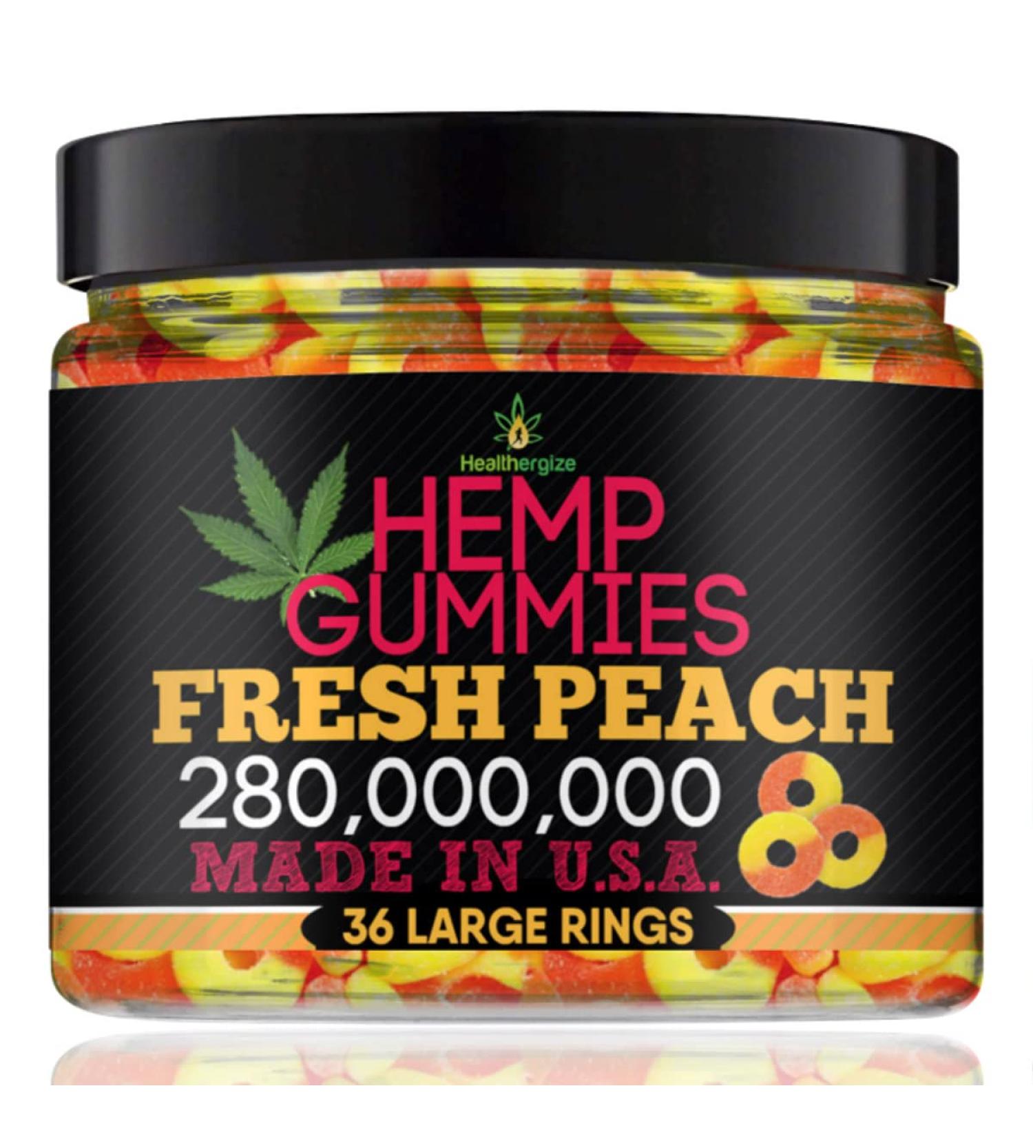 Hemp Gummies for Peace and Relaxation-High Potency Hemp Oil Gummys Peach-Fresh Full Flavor-Natural Hemp Edibles-for Back, Knees, Calm, Sleep, Discomfort-36 Large Rings-Made in USA - Buy Online on GoSupps.com